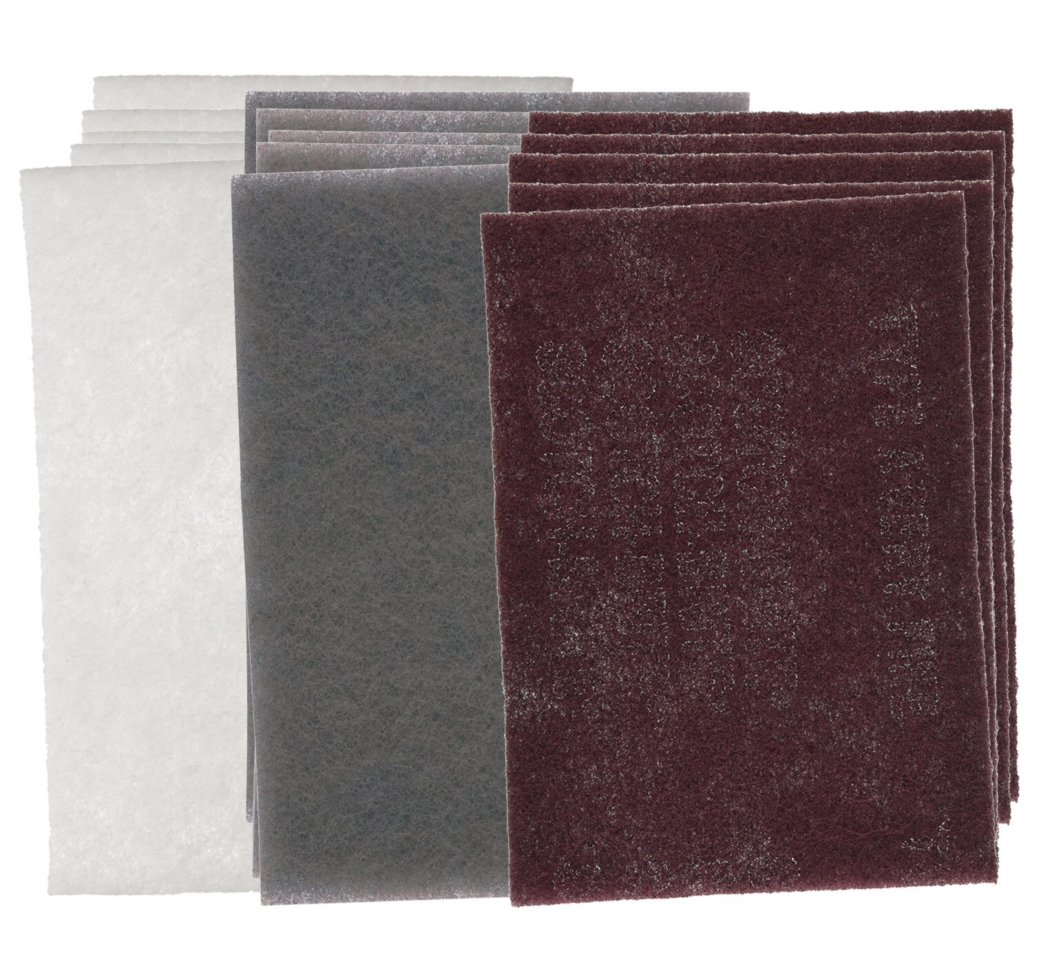 3M Scotch-Brite Hand Pads 5 each:7447(maroon), 7448(grey), 7445(white) FREE SHIP