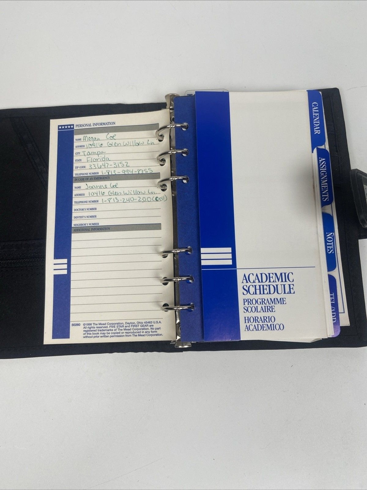 Mead Five Star Mini Student Little Fat Day Planner Black Vtg 90’s Y2K Binder