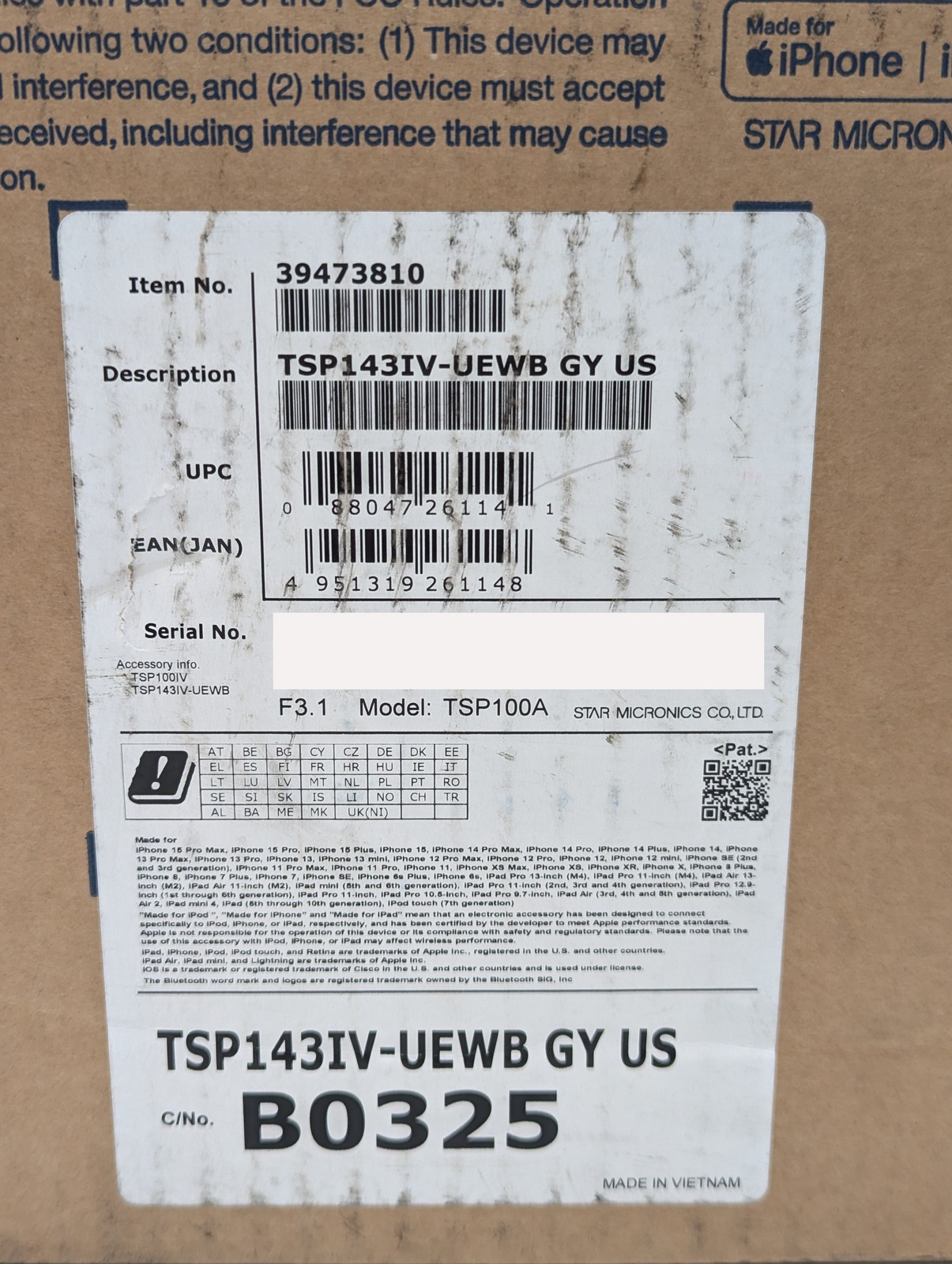 Star Micronics TSP100A TSP143IV-UEWB Thermal Receipt Printer (39473810) | Black