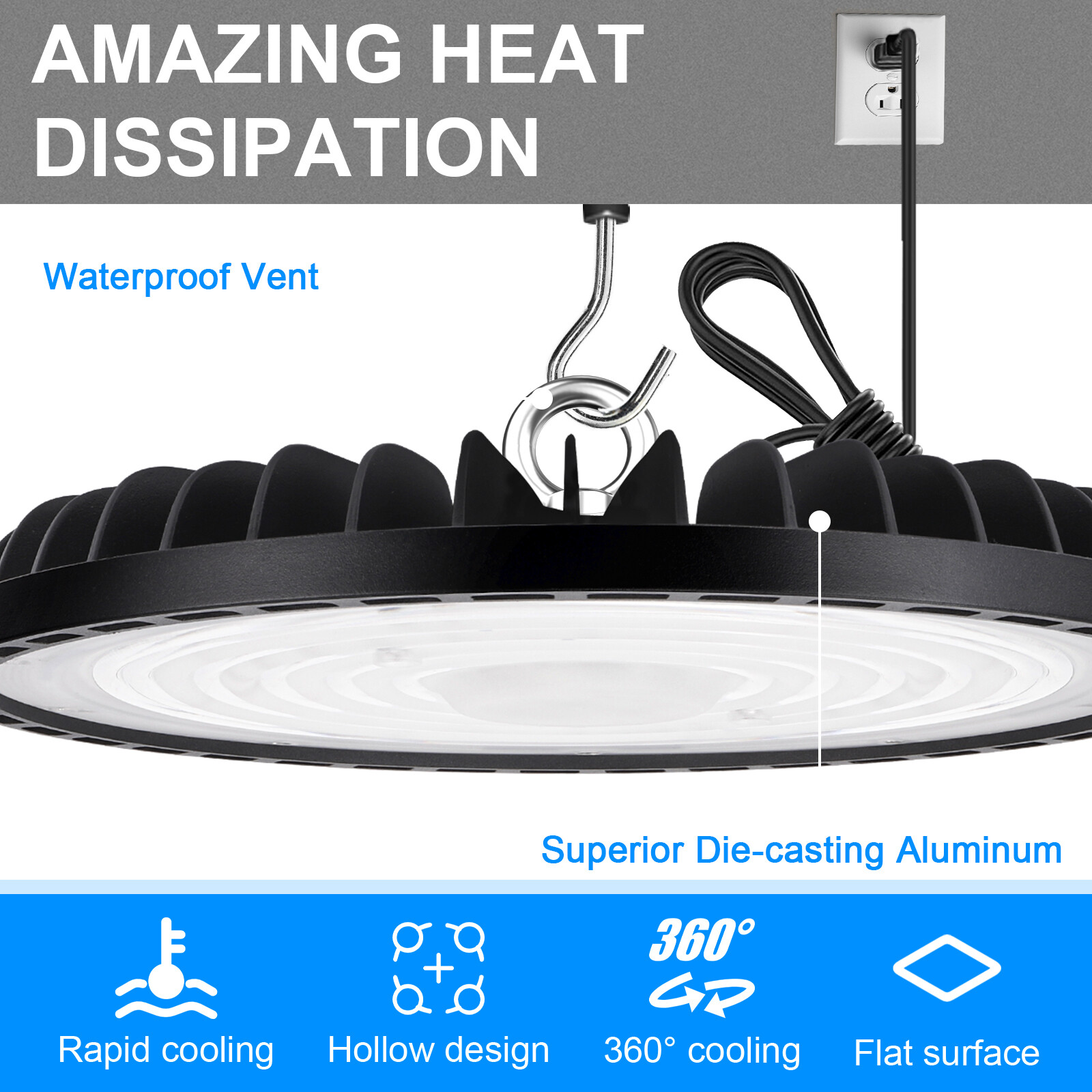 6 Pack 300W UFO Led High Bay Light Warehouse Commercial Industrial Shop Lights