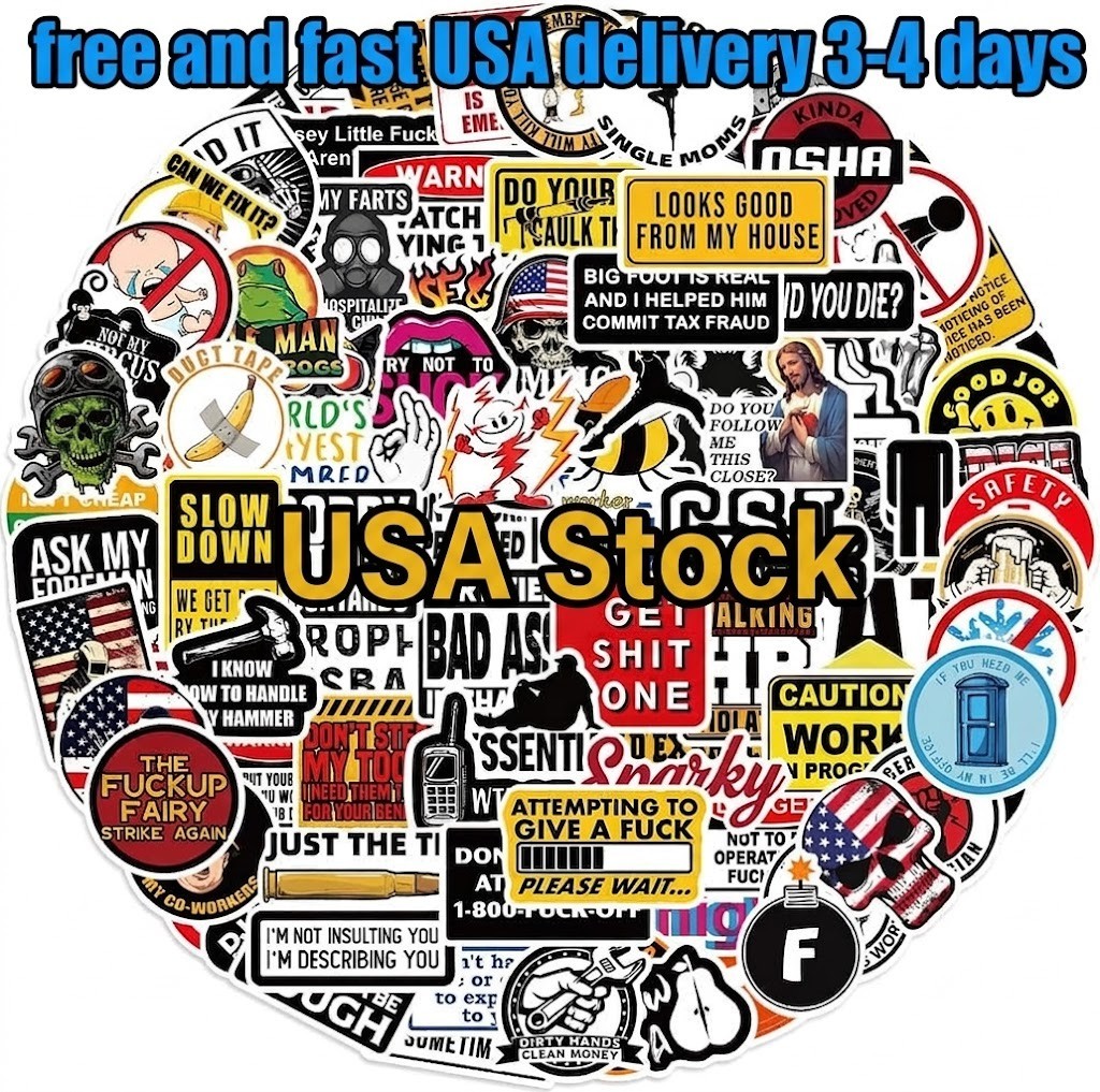 100pcs Funny Hard Hat Stickers (Dirty) for Adult Tool Box, Helmet, Black