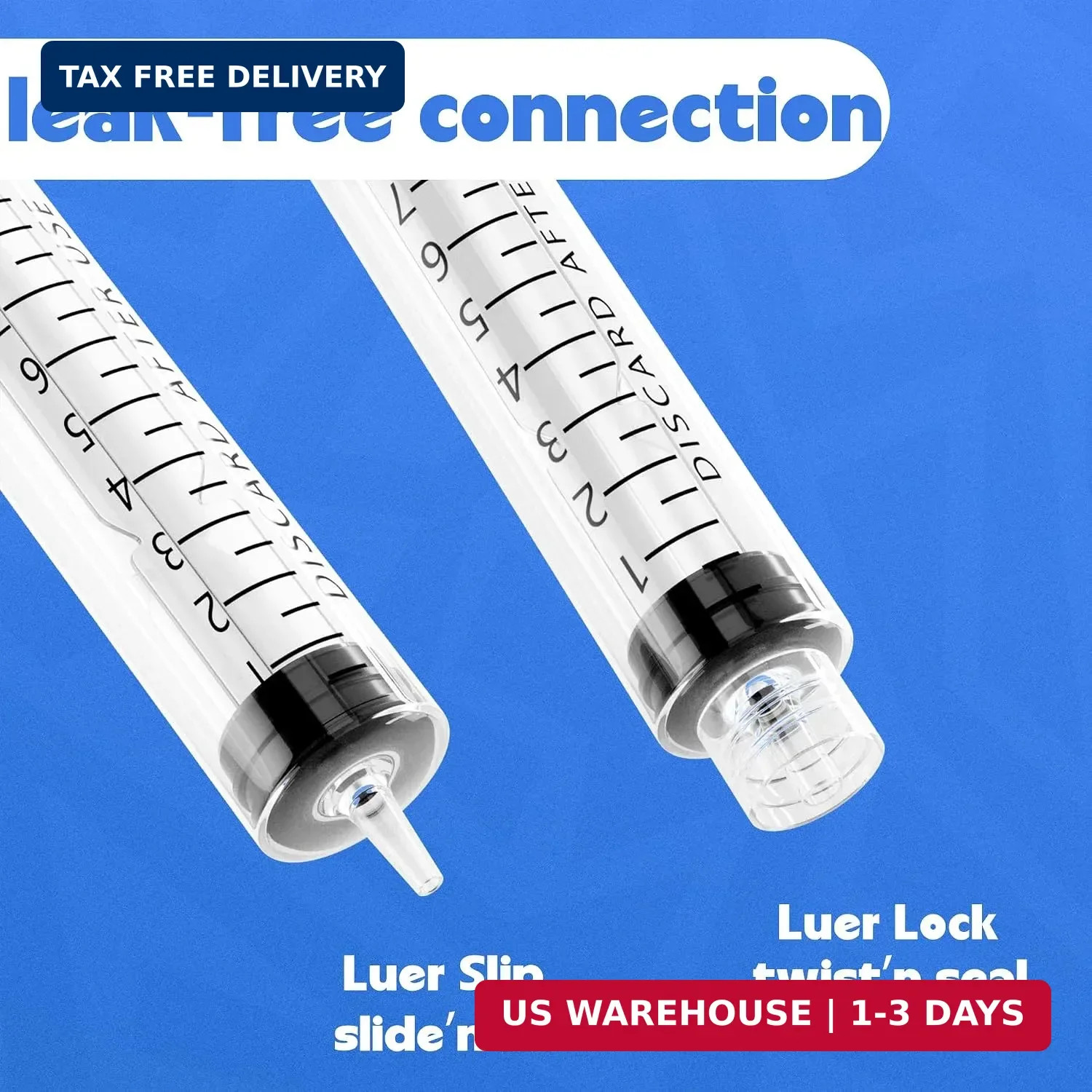 5mL Luer Lock Syringes without Needle – Sterile Syringe with Cap, 10 Pack | Indi