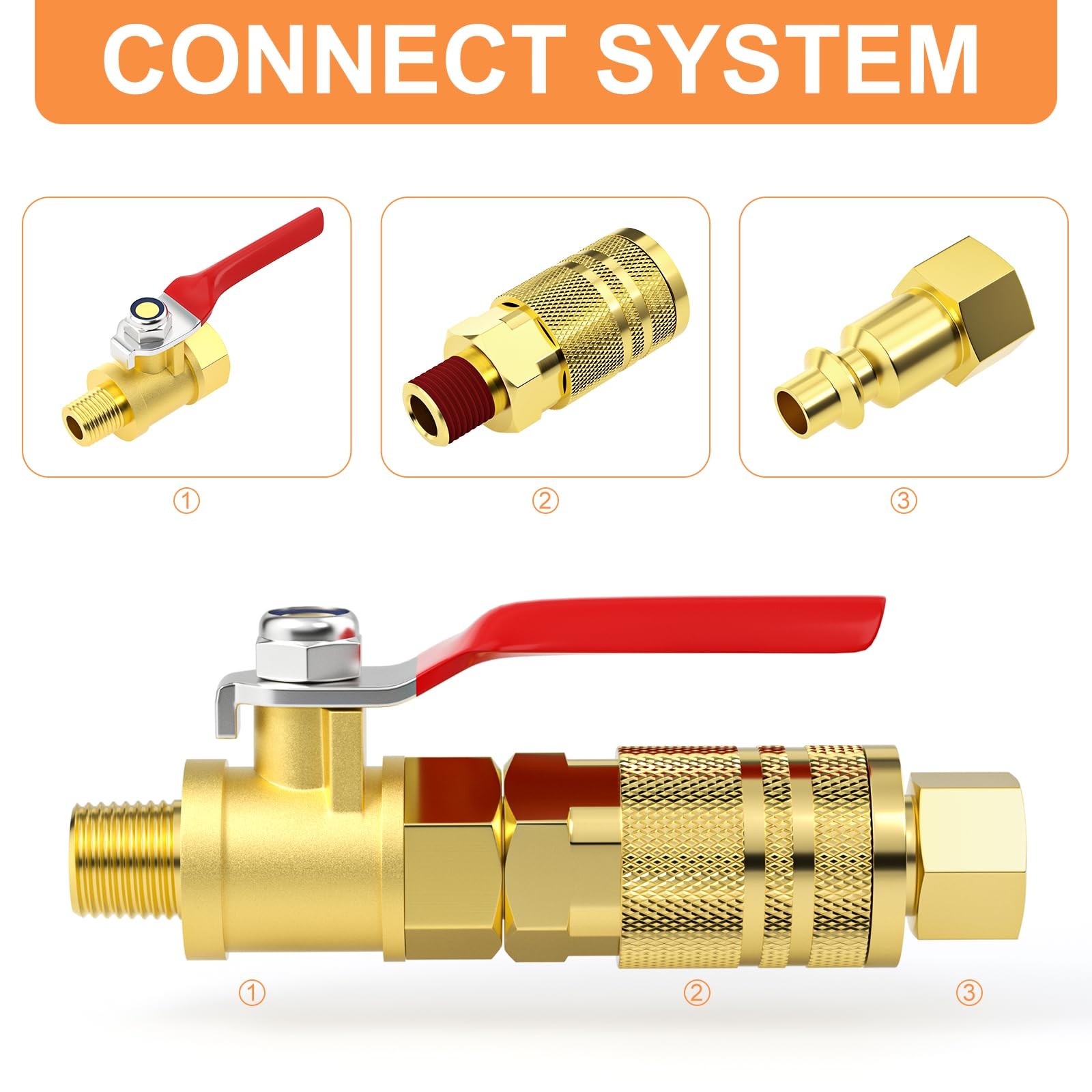 5PCS 1/8 Inch Brass Mini Ball Valve, Shut Off Valve, 1/8 Inch Male x Female NPT