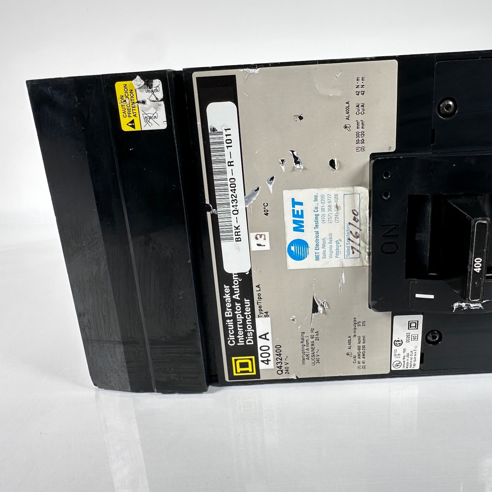 SQUARE D Q432400 400A 3-POLE 240V 25KA Thermal Magnetic Circuit Breaker