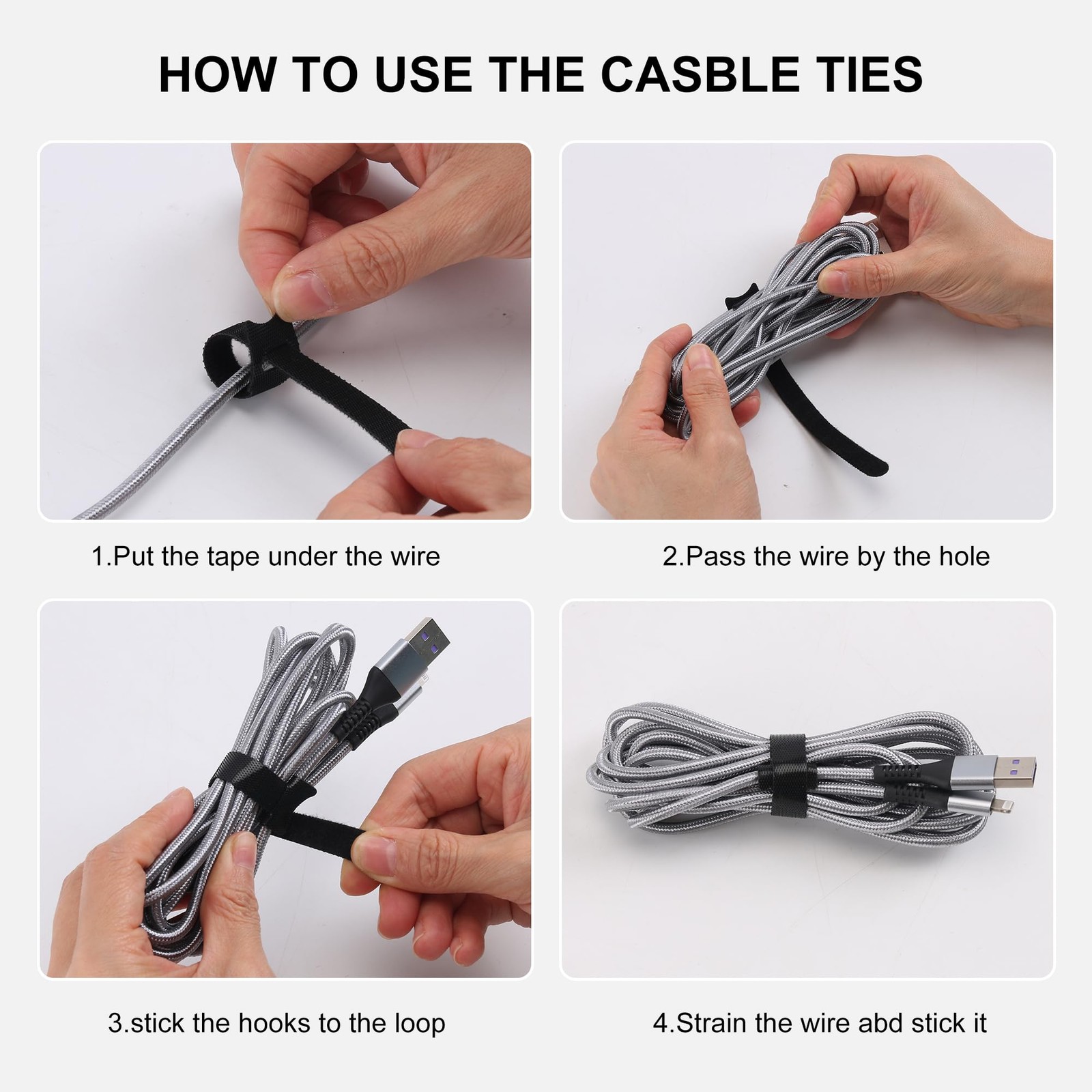 Nettbe Reusable Cable Ties, 60 PCS 8 Inches Adjustable 8inches-60PCS, Black