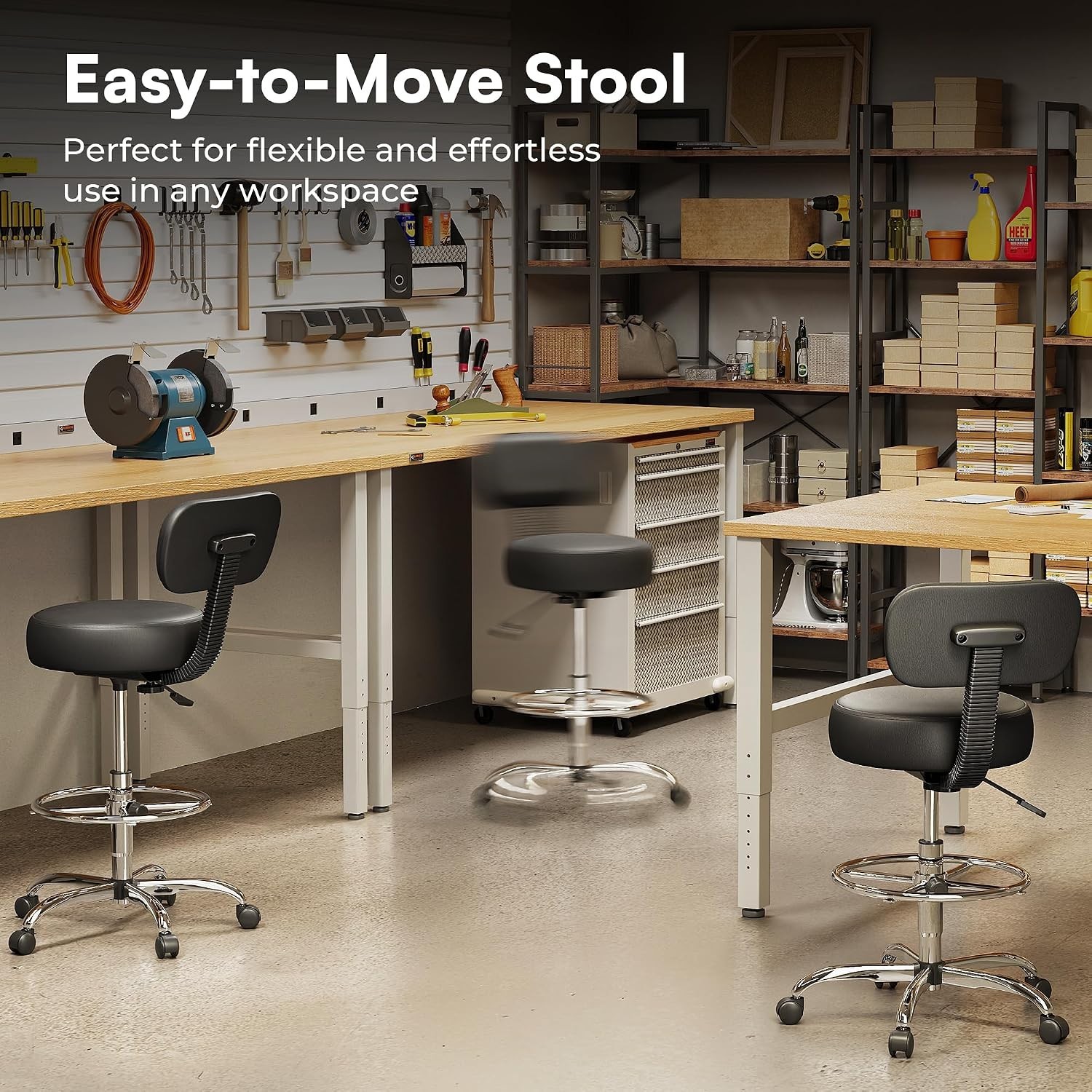 Drafting Chair with High-Density Cushion & Heavy-Duty Support – 300 lbs Capacity