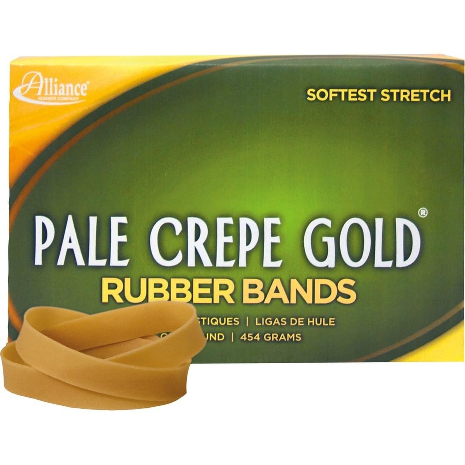 Alliance Rubber 20845 Pale Crepe Gold Rubber Bands Size #84, 1 lb Box Contain…