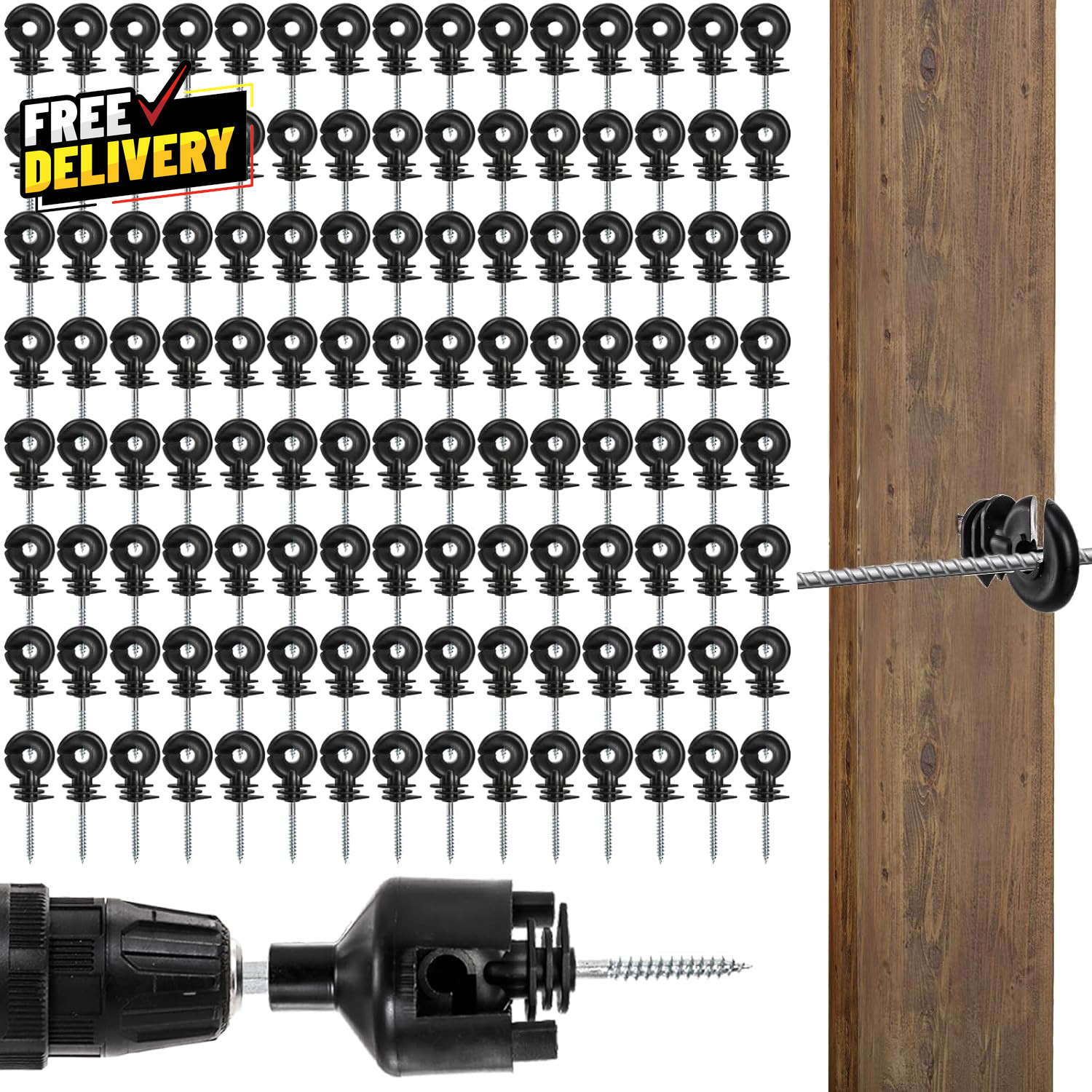120 Pack Electric Fence Insulators Screw In Ring Post Wood Post Farm Fencing…