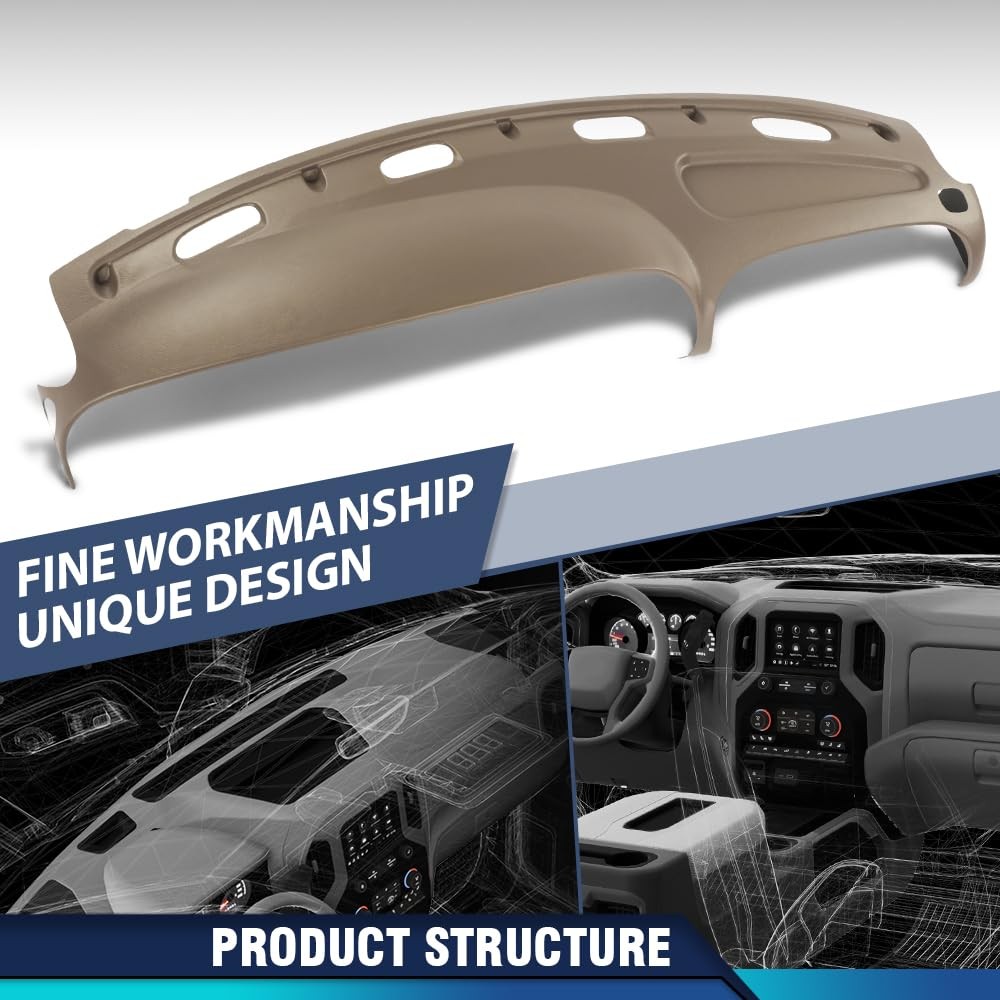 TPE Dash Bezel Pad Cover Beige for 1998-2001 Ram 1500 1998-2002 Ram 2500 3500