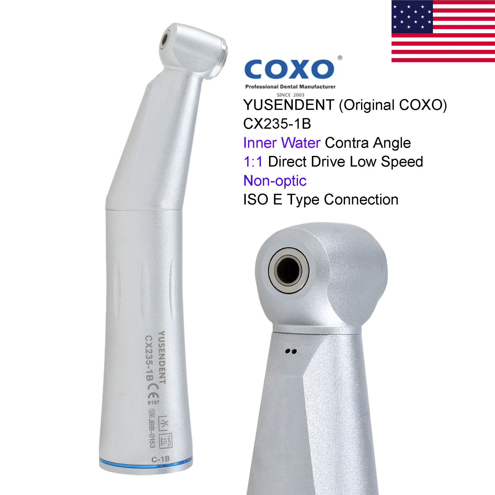 COXO Dental Low Speed Contra Angle Electric Handpiece Fiber Optic TI-MAX NSK X25