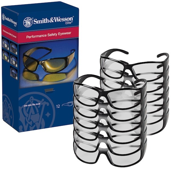 Smith & Wesson 21306 Elite, Safety Glasses, Uncoated, Light Gray Lens, Black
