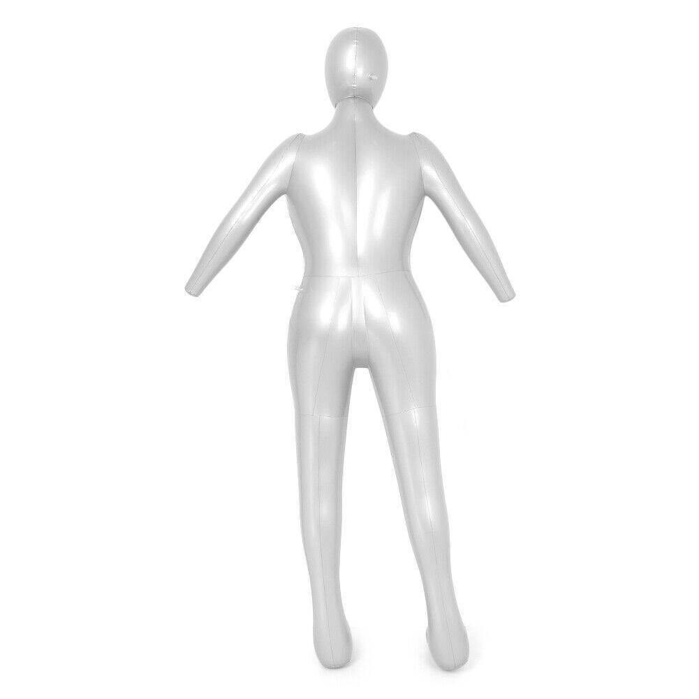 PVC Full Body Female Woman Inflatable Mannequin Dummy Torso Display Model Silver