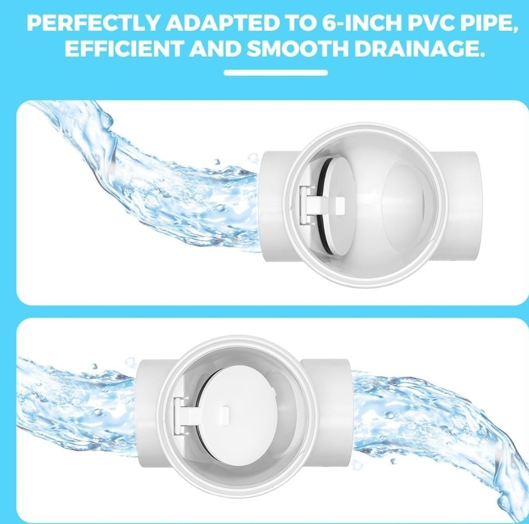 Cinsda 6″ Inch PVC Backwater Valve New