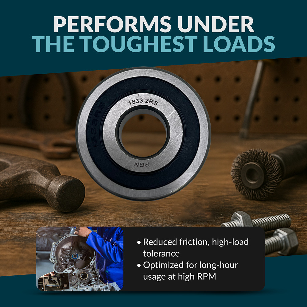 PGN (2 Pack) 1633-2RS Bearing – Lubricated Chrome Steel Sealed Ball Bearing