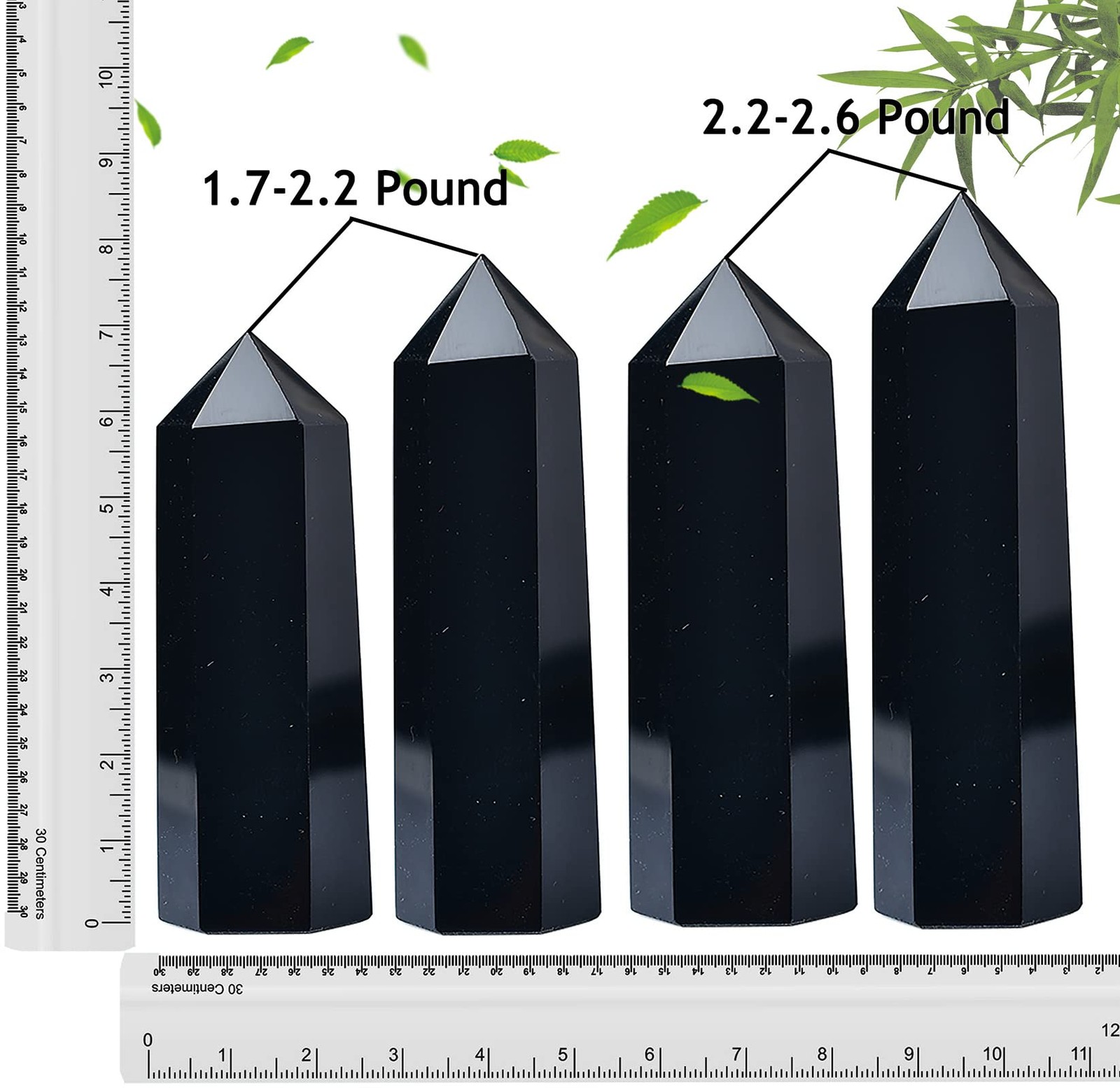 FZBHRO Black Obsidian Tower Large Crystal Point Obelisk 6 Faceted Healing 2.6lb