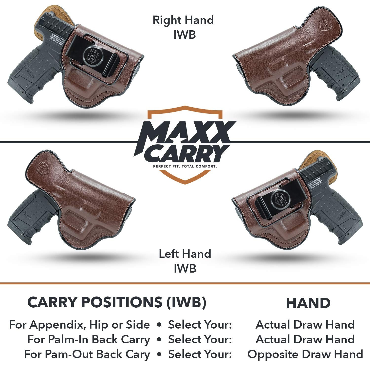 Maxx Carry Inside The Waistband Leather Holster Fits SIG P365 XL. IWB Holster.