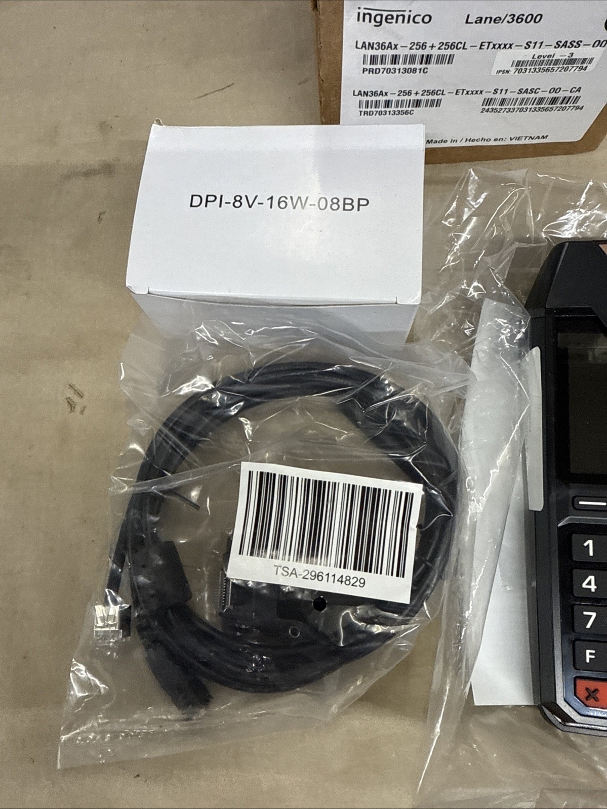 INGENICO LANE/3600 TRD70313356C POINT OF SALE TERMINAL WITH ACCESSORY CABLE