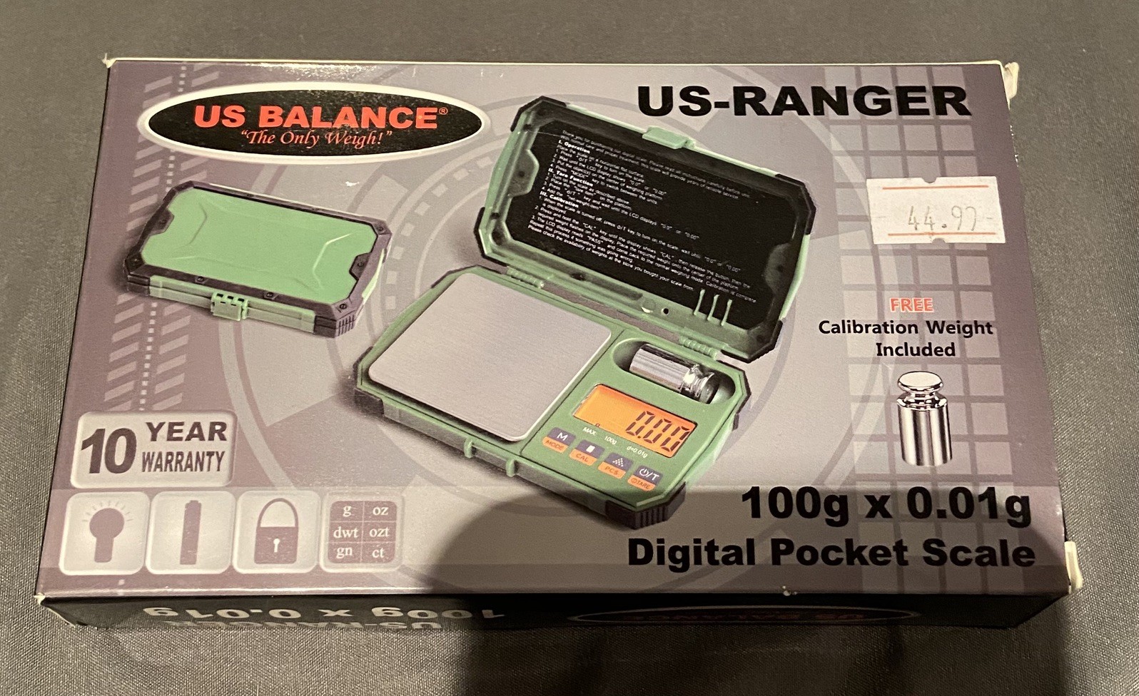 US-Ranger Rugged Digital Pocket Scale – 100g x 0.01g, 6 Modes, Jewelry Gram Oz