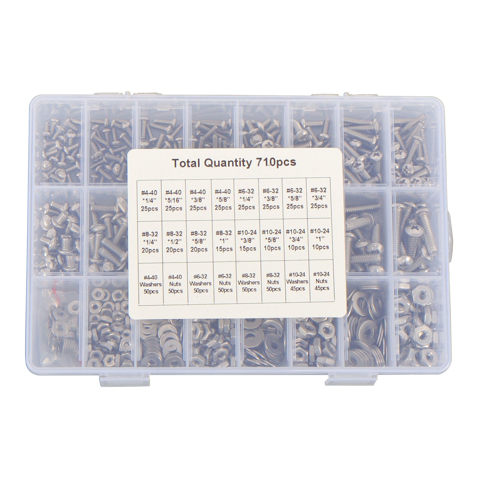 710pieces Machine Screw Assortment Assorted Nuts Bolts and Flat Washers Kit