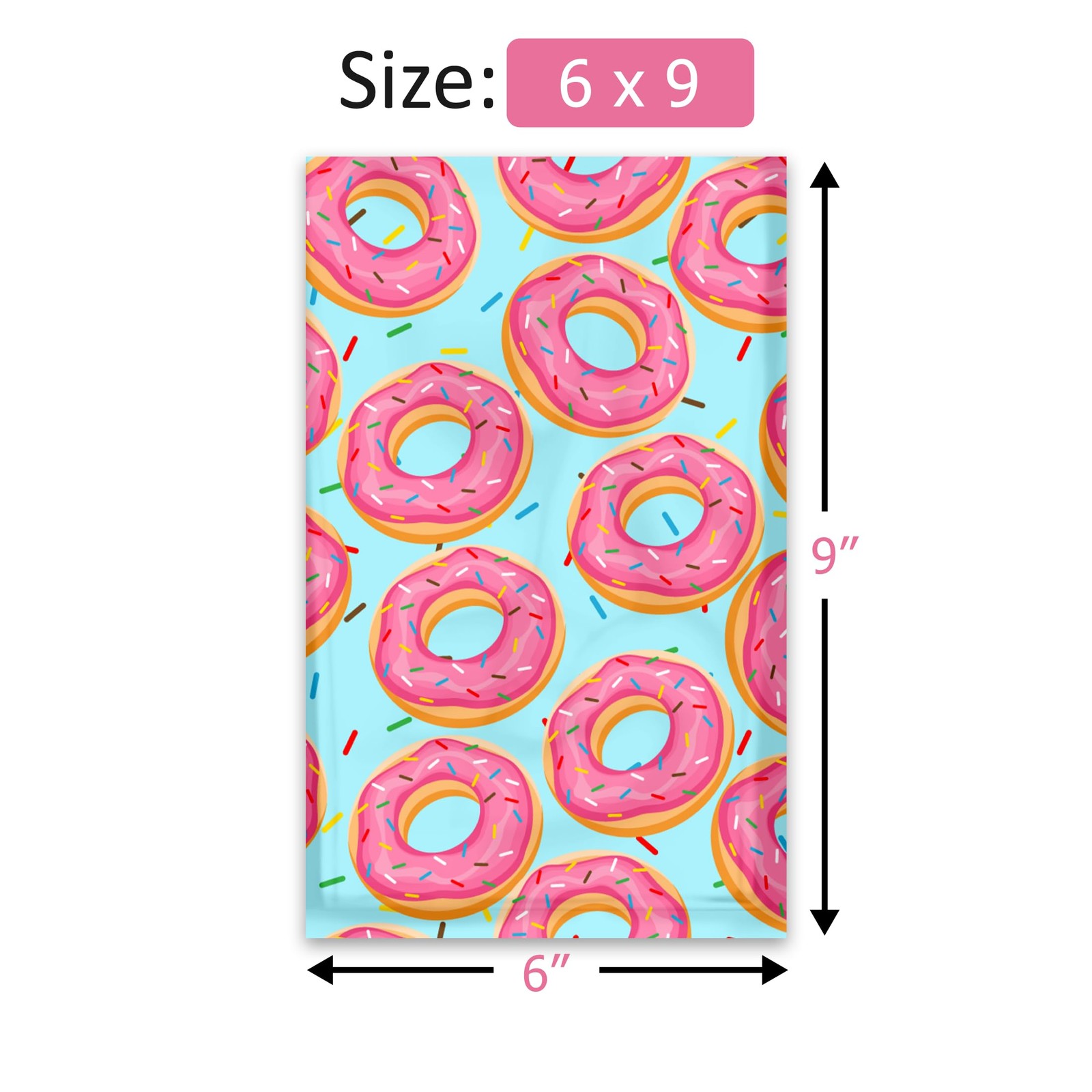 100 PCS Sprinkled Donut Designer Poly Mailer Shipping Envelope 6×9 Inch