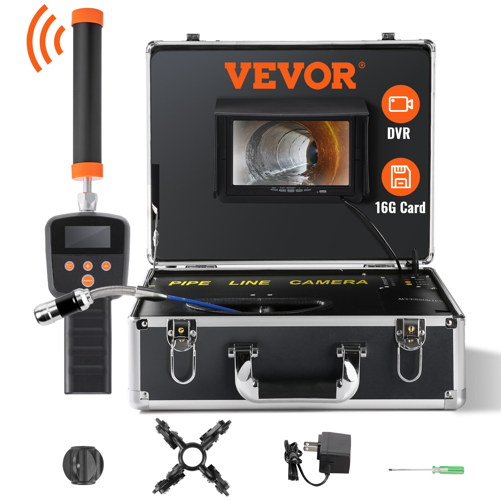 7″ 30m/100ft Sewer Camera Pipe Inspection Camera 1000TVL 512Hz Locator