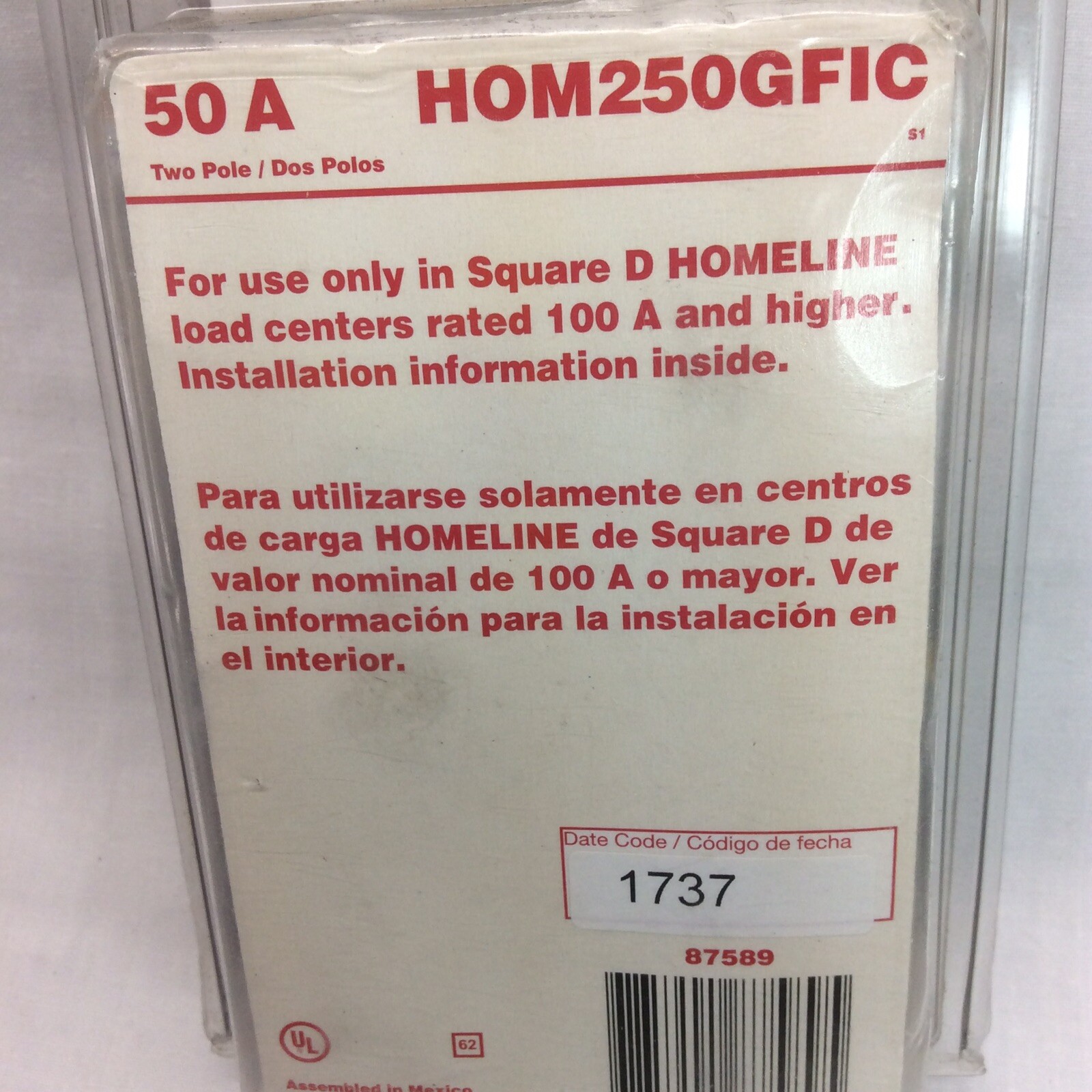 Schneider Circuit Breaker and Ground Fault Interrupter 2 Pole Square D Home Line