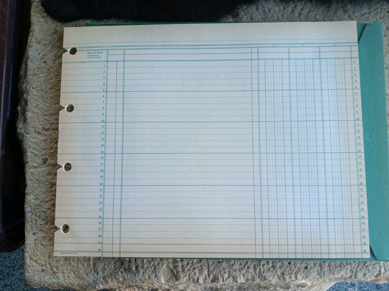 Vintage Boorum & Pease Columnar Accounting Sheets 15-3 Column 9-1/4 x 11-7/8 Box
