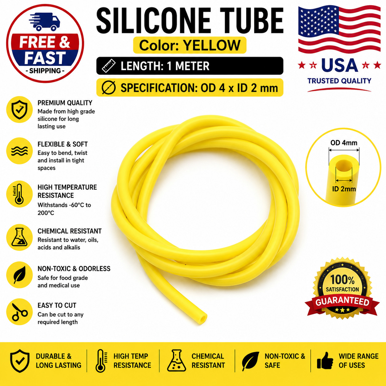 1Meter Silicone Tube Flexible Rubber Hose Food Grade Soft Drink Pipe Water