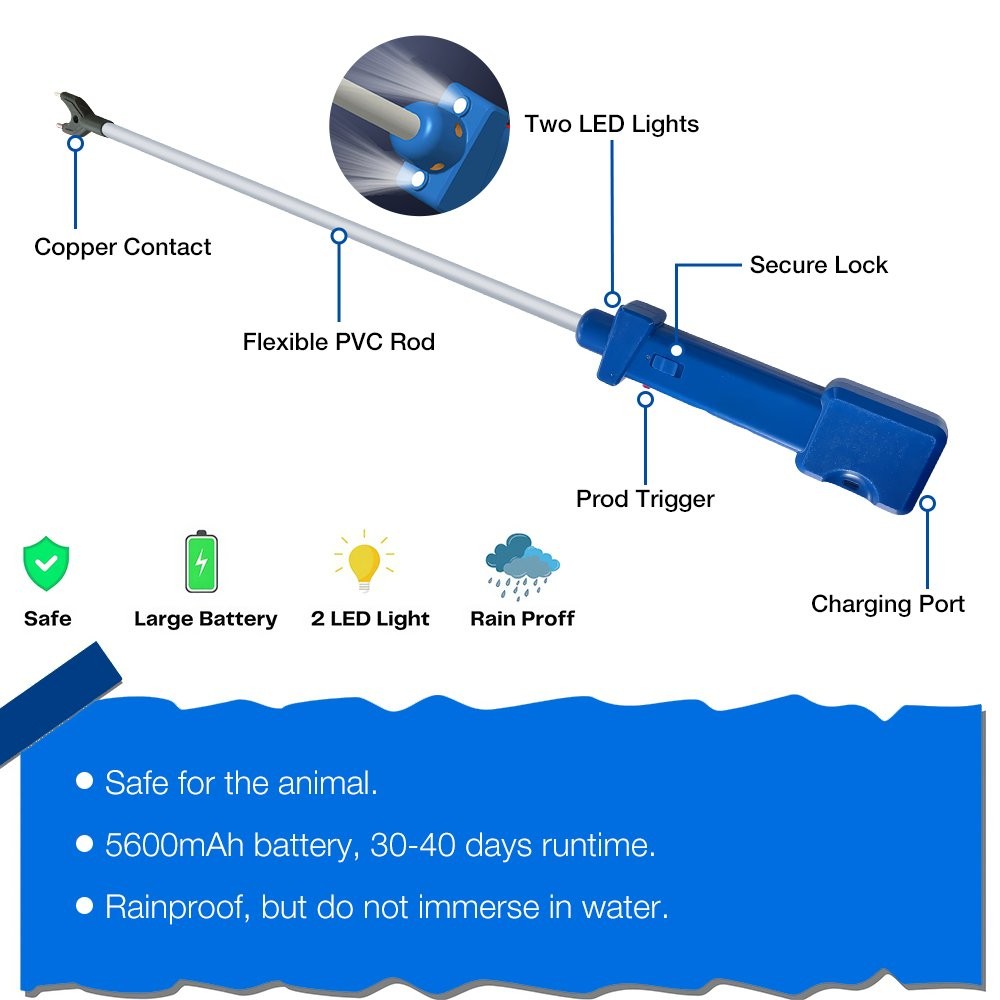 10000V Rechargeable Hot Shot Cattle Prod Stick Electric Shock Livestock Prodder