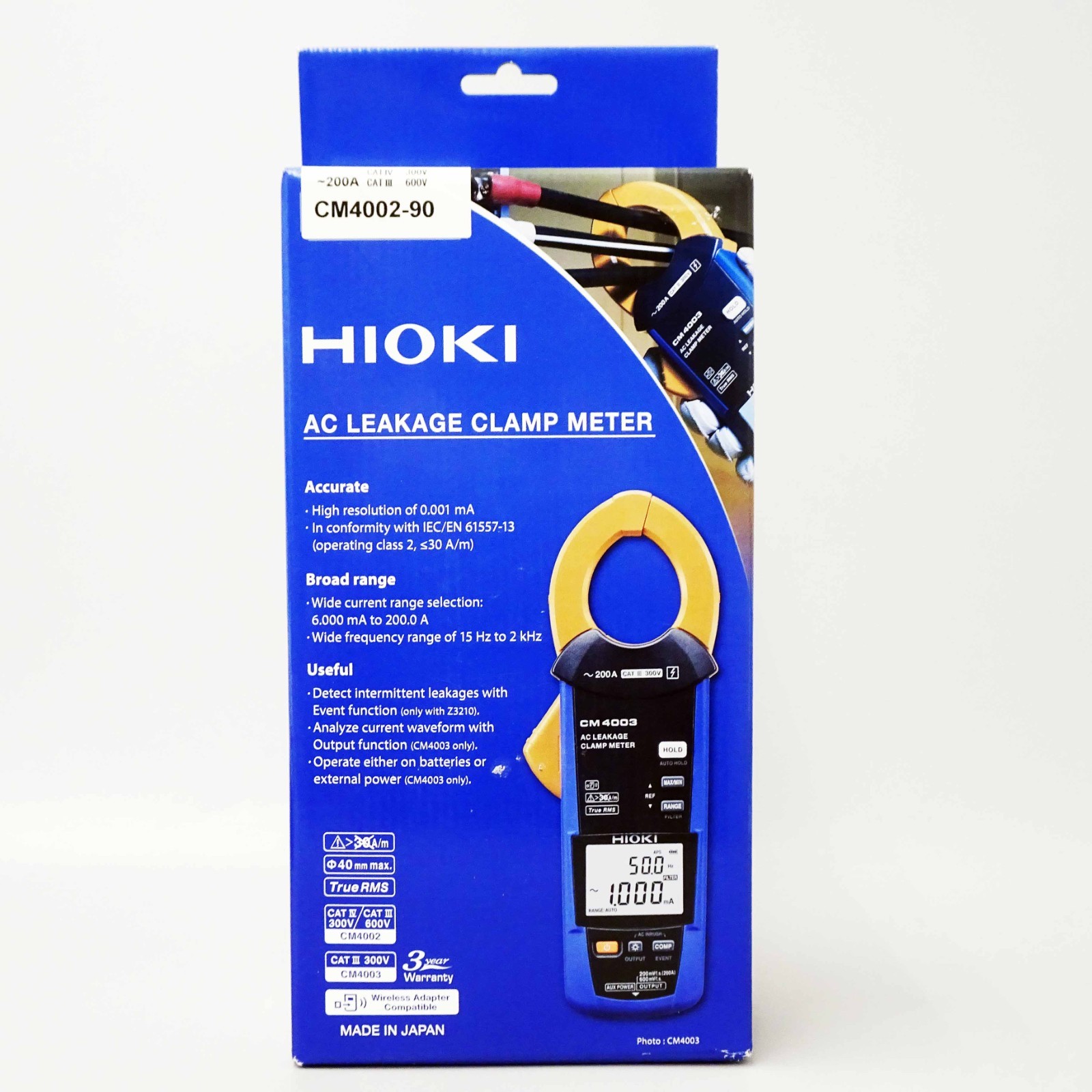 HIOKI CM4002-90 Electric AC Leak Clamp Meter Wireless Adapter Z3210 Set NEW