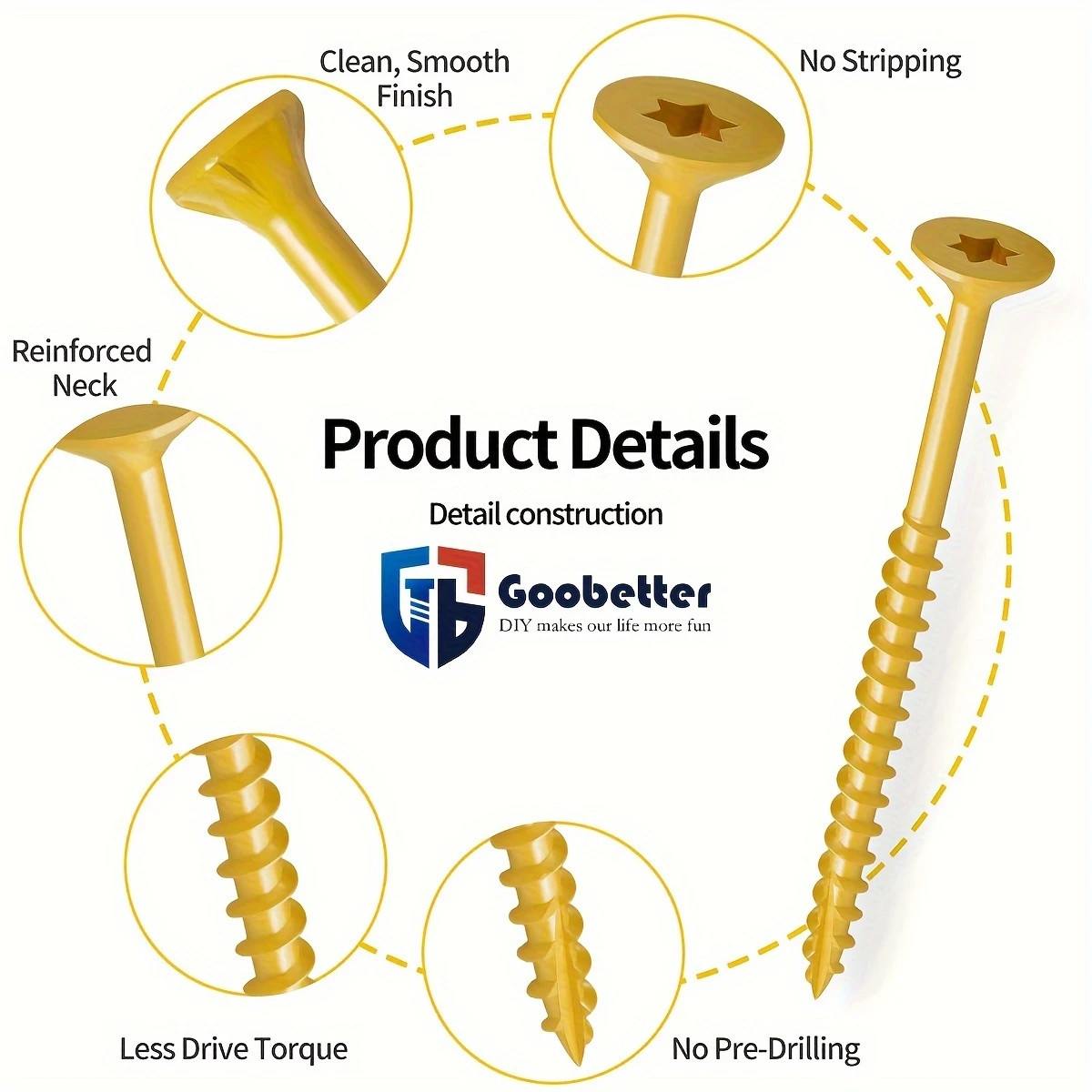 #8 #9 #10 Deck Screws T25 Torx Drive Self Tapping Wood Decking Fencing Screws US