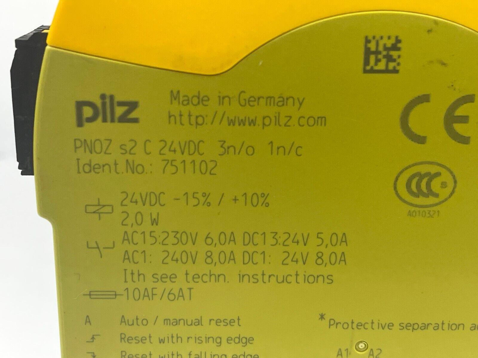 Pilz PNOZ s2 C Safety Relay, 751102, 24VDC, 3 n/o, 1 n/c