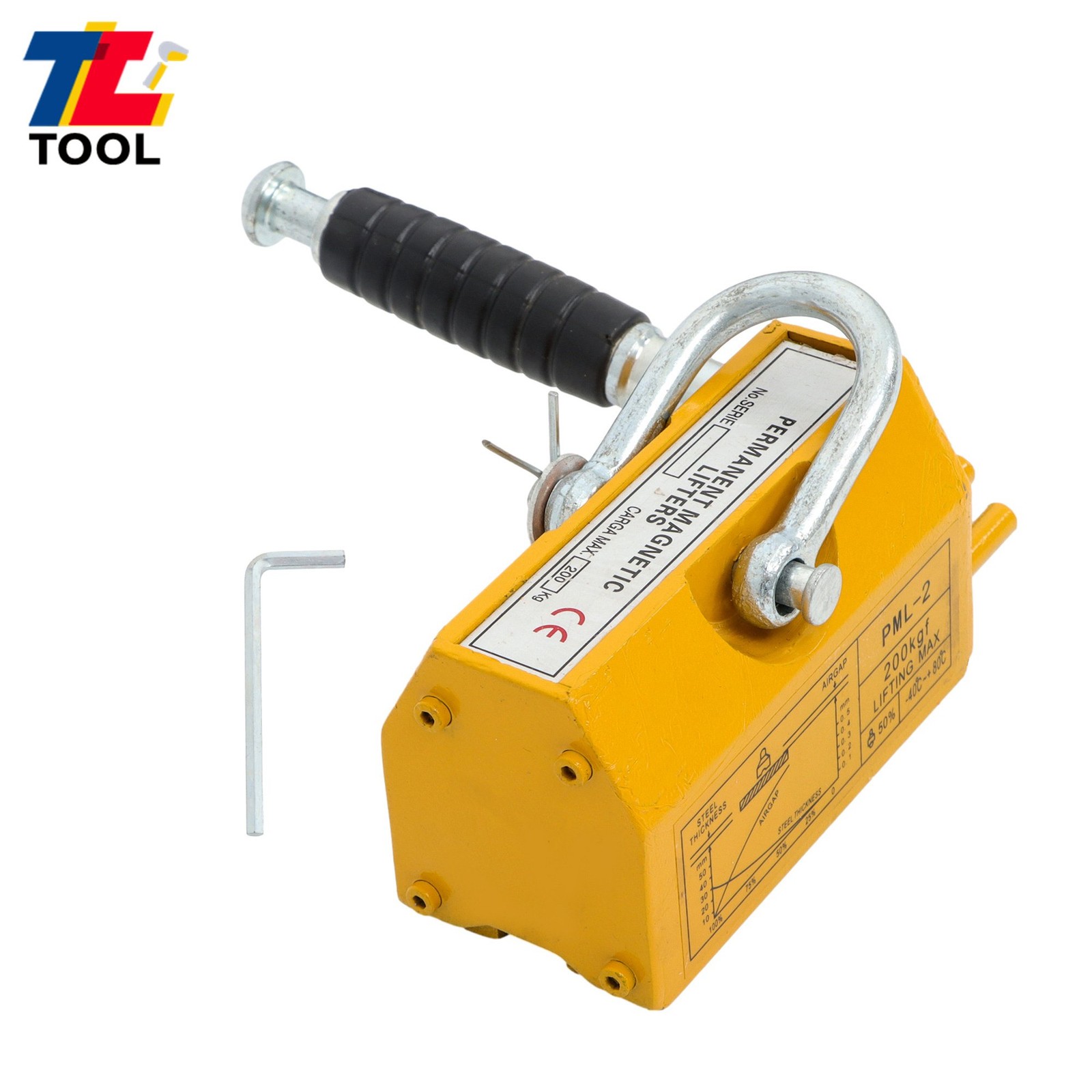 440lbs/200kg Permanent Magnetic Lifter Yellow 2.5 Safety Factor Neodymium Hoist