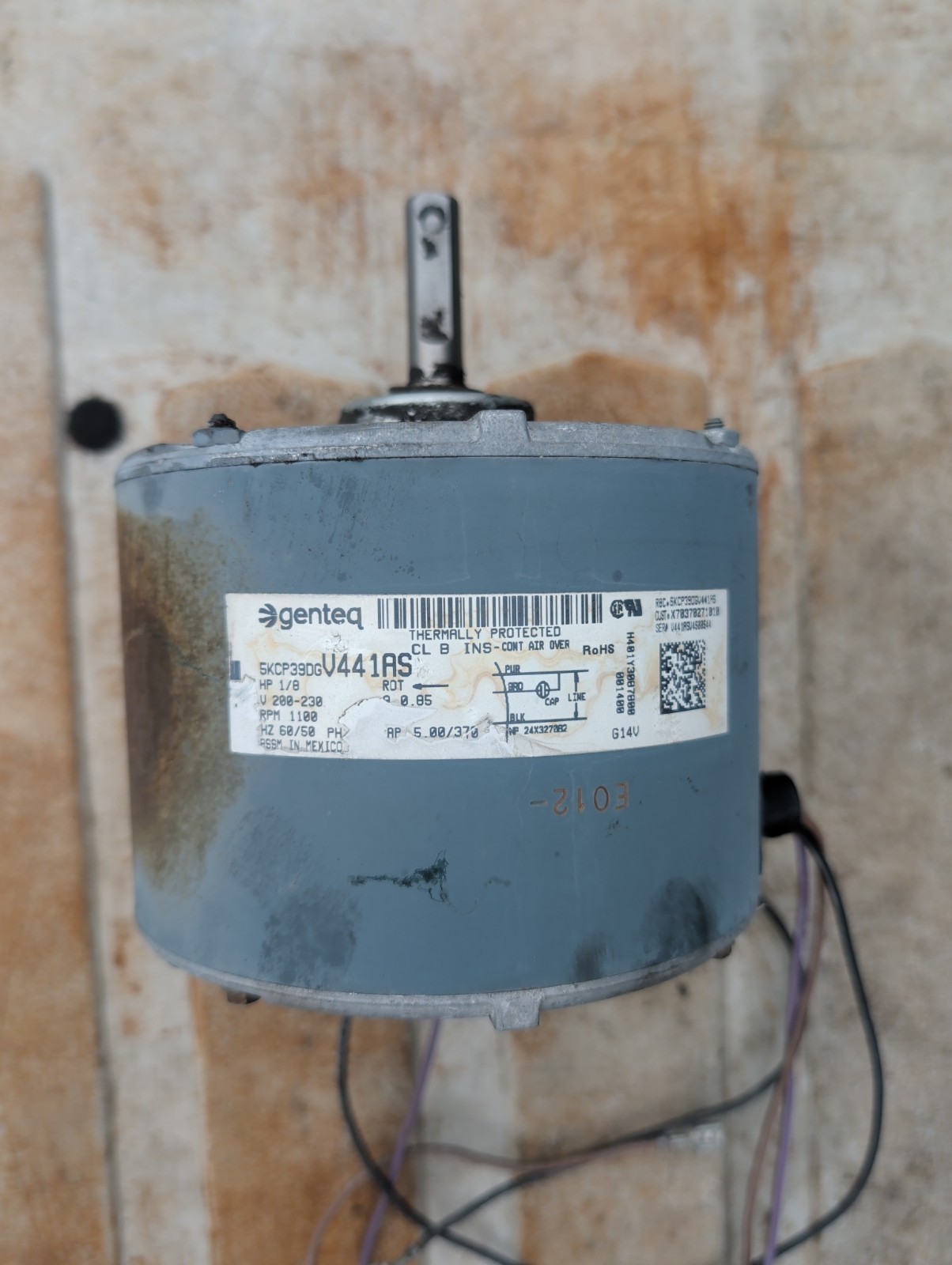 Genteq 5KCP39DGV441AS 1/8HP 200-230V 1100RPM Condenser Fan Motor Tested