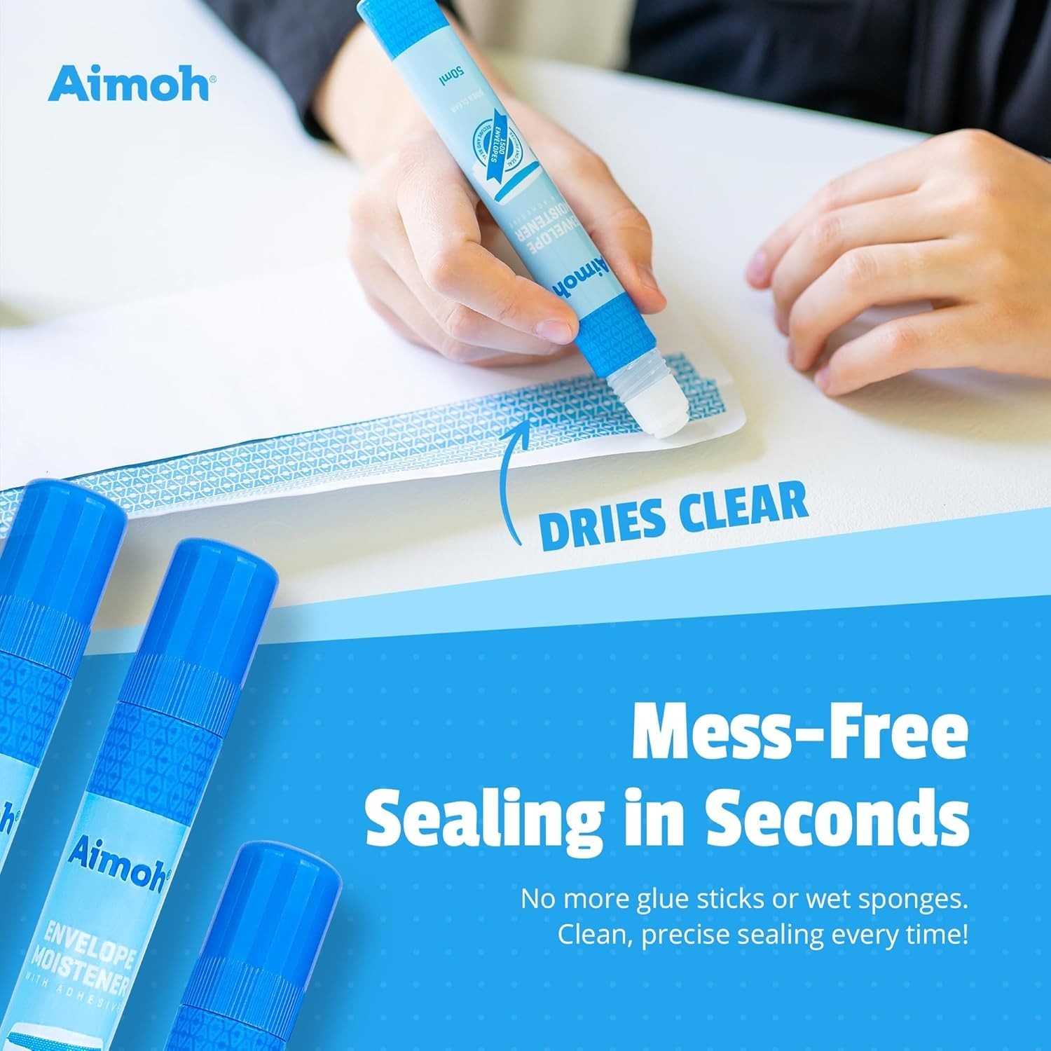 Envelope Moistener with Adhesive, Fast-Drying, Envelope Sealer, Stamp and Letter