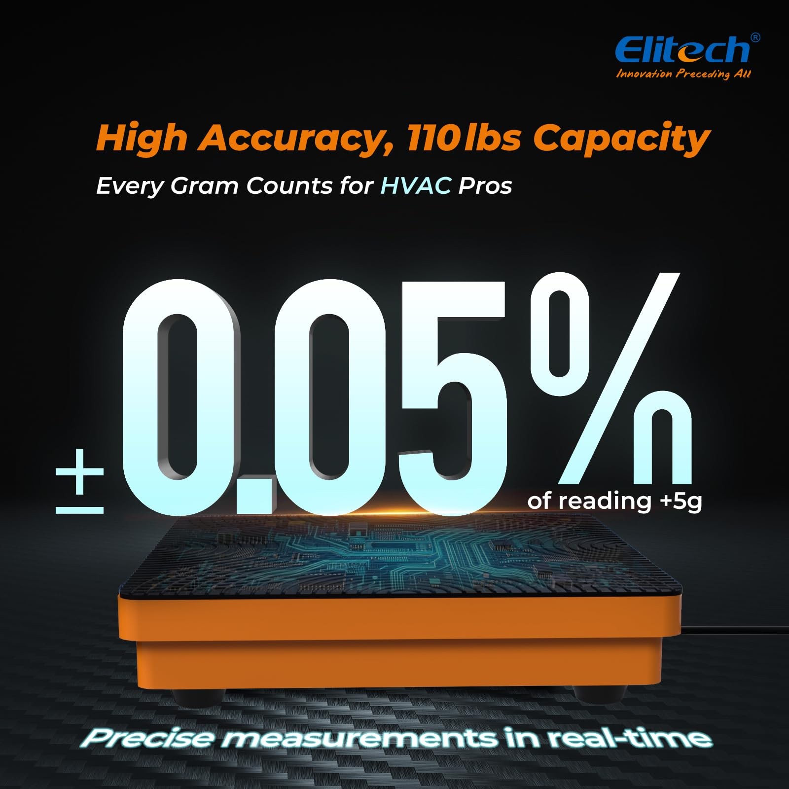 Elitech Refrigerant Scale 110 Lbs – High Precision 110 LBS Standard, Orange