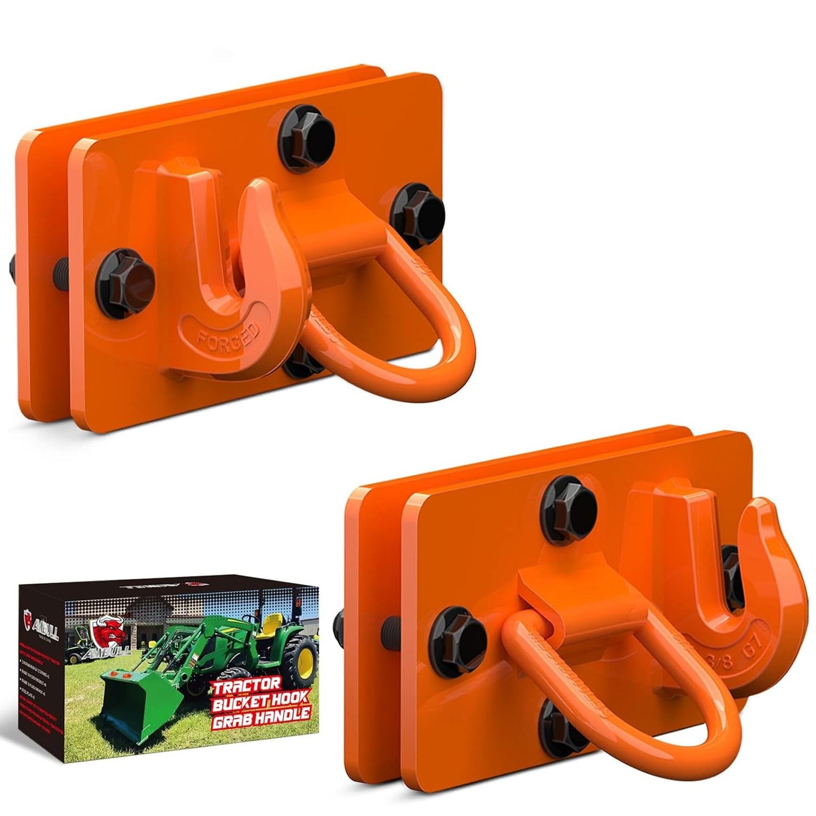 waltyotur 2 Pack Max 15000 lbs Tractor Bucket Hooks with Tie Down Ring Grade …