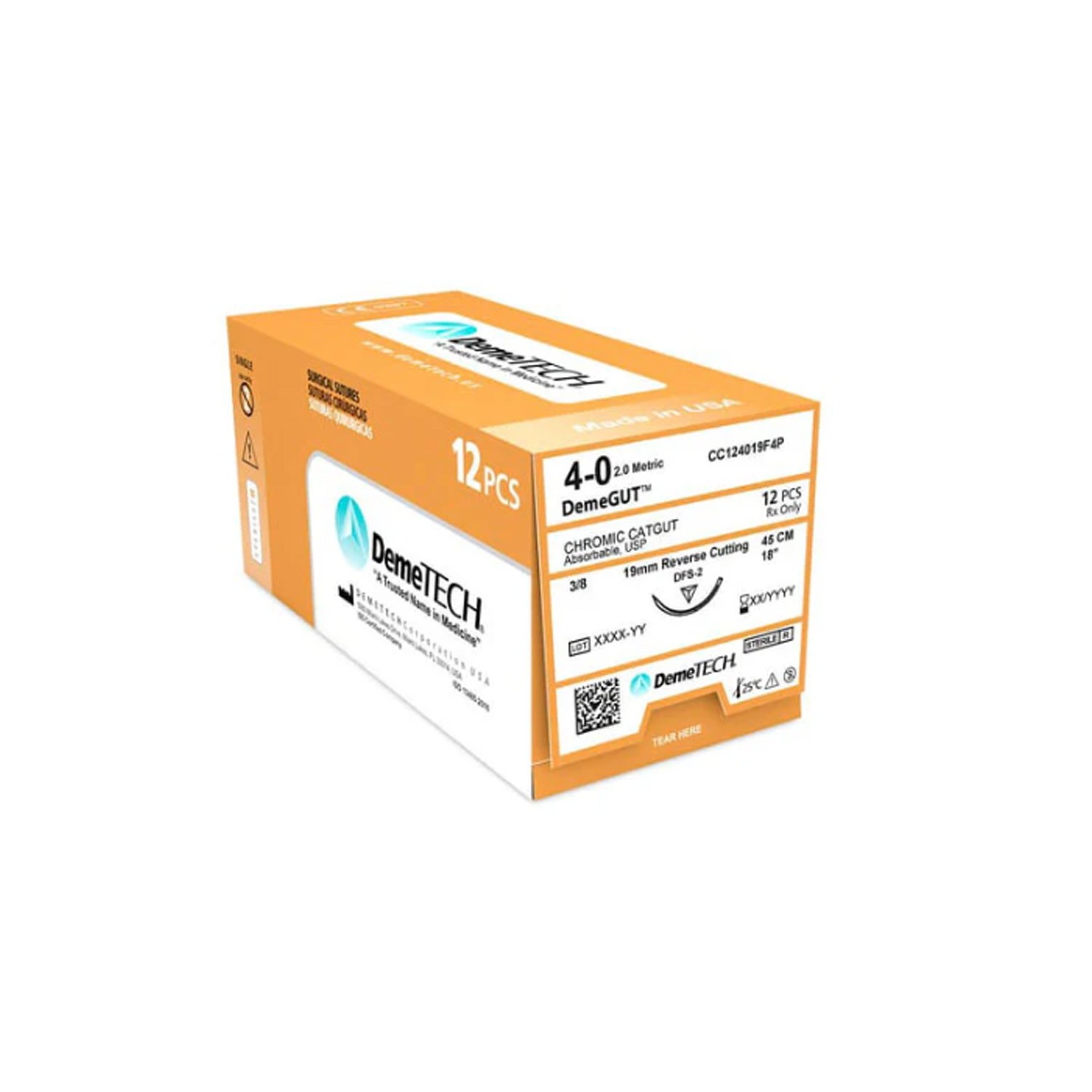 DemeTECH® Chromic Catgut Dental Sutures 4/0 3-0 Brown Absorbable Sutures 12/Box