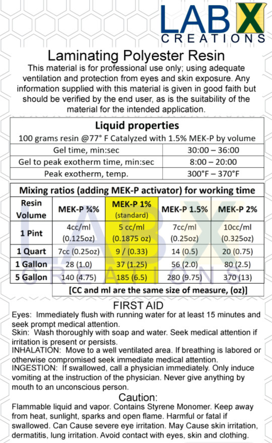 TITAN VEX -1 Gal Vinyl Ester/Polyester RESIN Blend +MEKP (Laminating fiberglass)