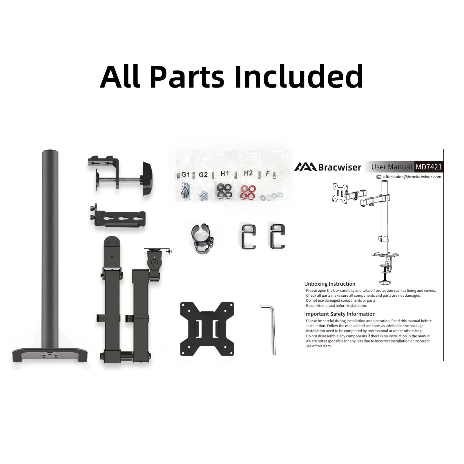 Bracwiser Monitor Mount Single Fully Adjustable Arm Fits One Screen 13-32 inc…