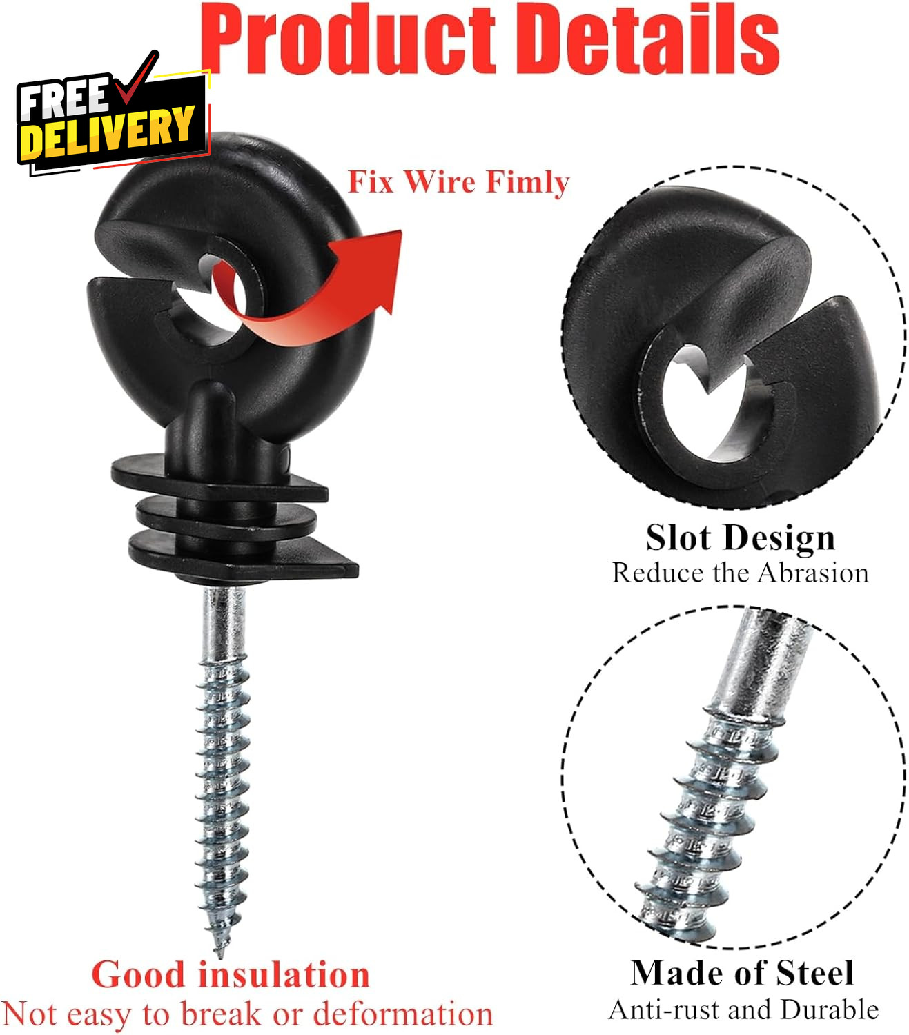 120 Pack Electric Fence Insulators Screw In Ring Post Wood Post Farm Fencing…