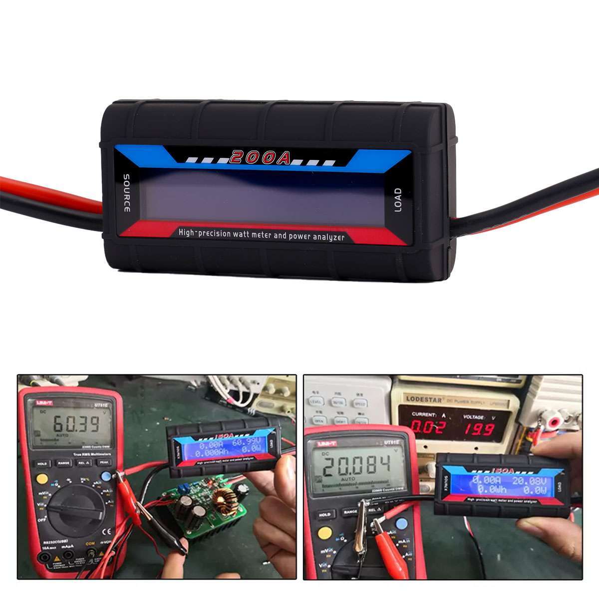 200A LCD Digital Watt Meter DC Volt Amp Monitor Analyser For RC Battery Solar