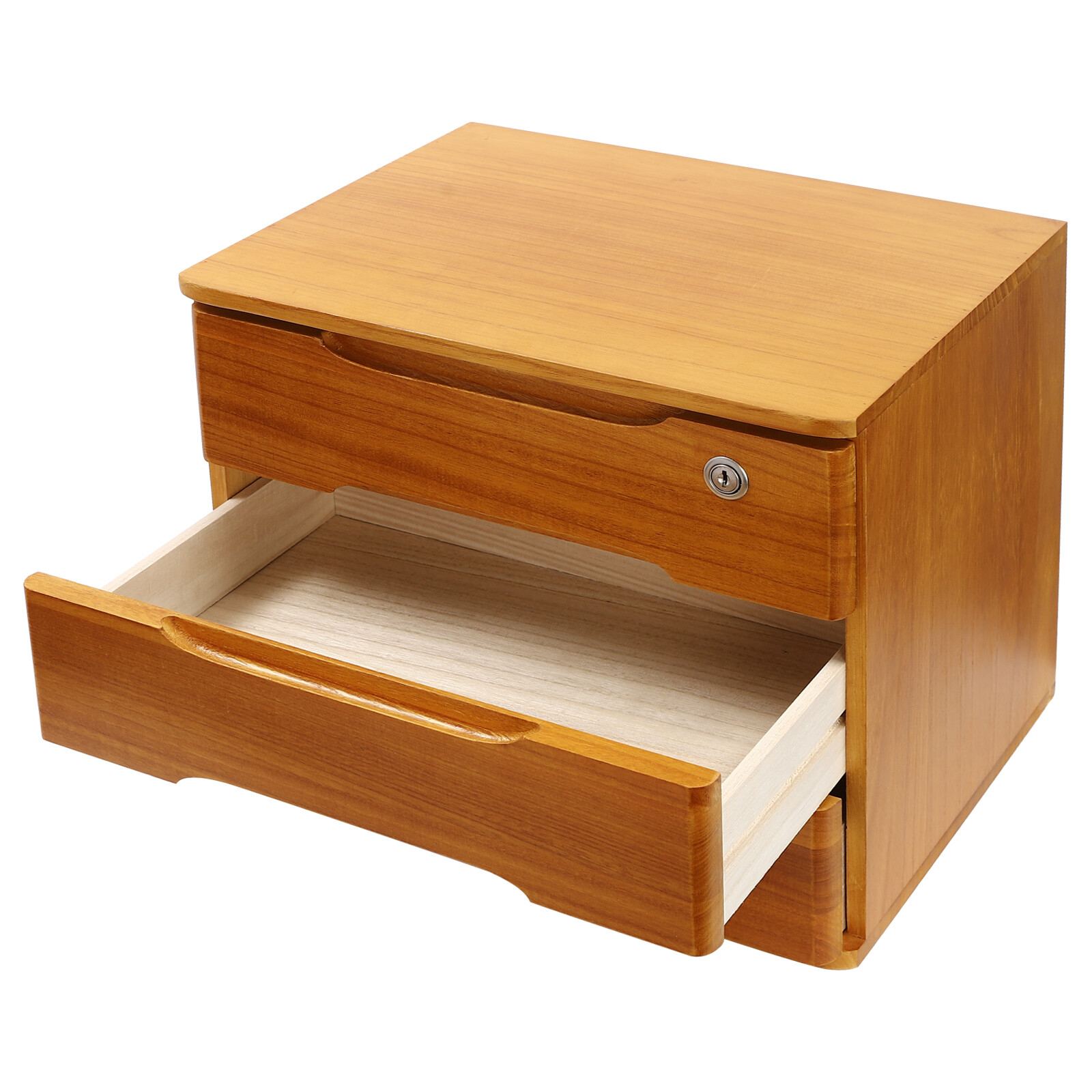 Wooden Desktop Storage Box 3-Tier Desk Organizer w/ Lockable Drawers 30kg max.