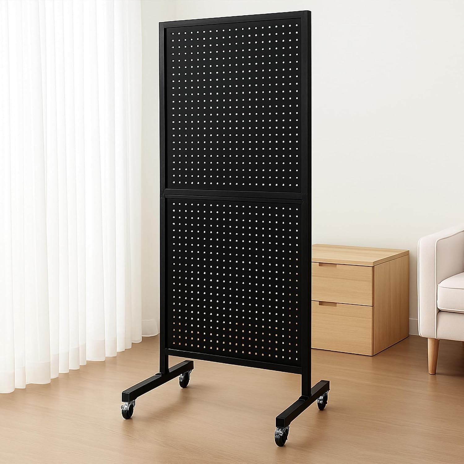 2 x 5.5 Ft Standing Pegboard Display with T-Base, Locking Wheels and 30 Hook….
