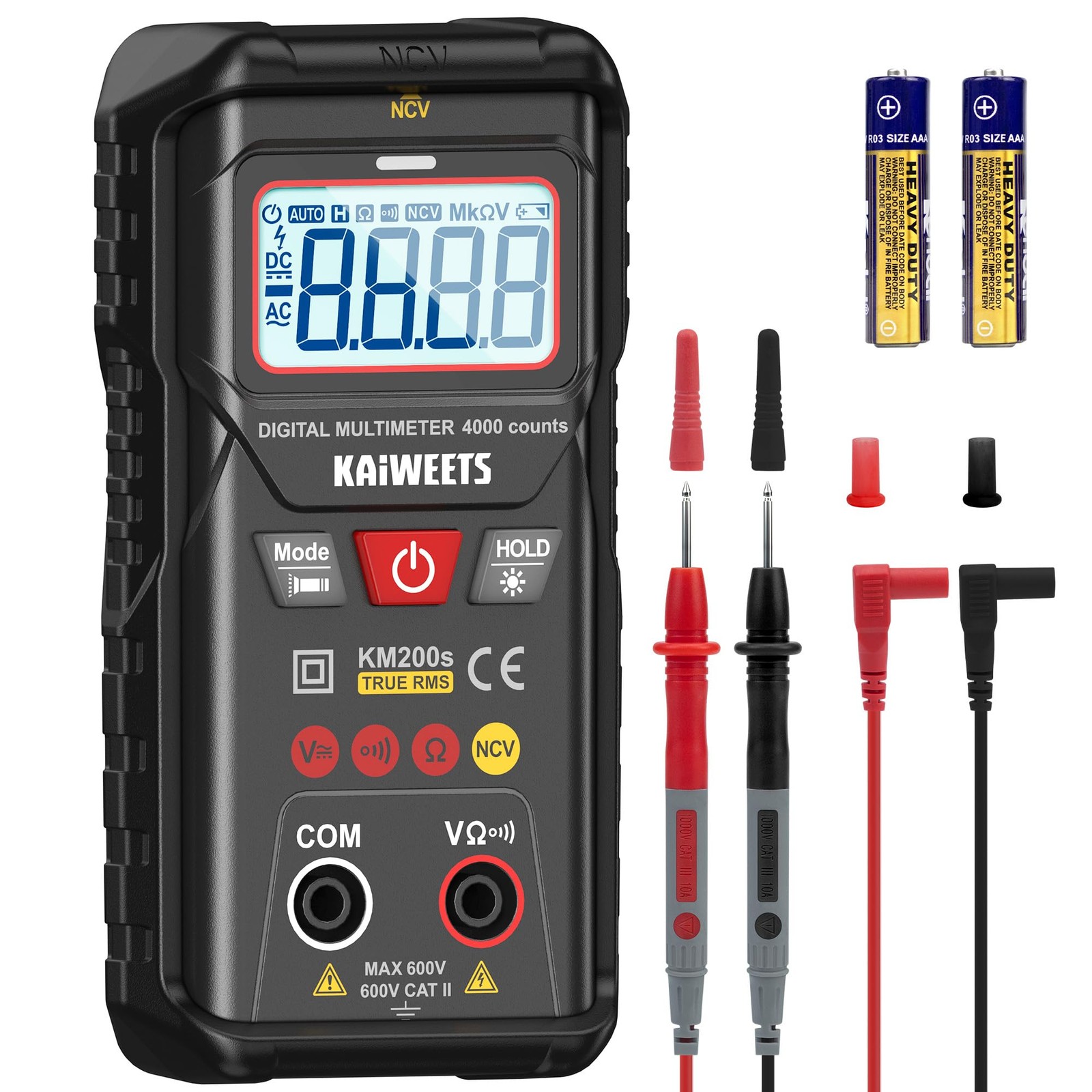 KAIWEETS KM200s Smart Digital Multimeter True RMS 4000 Counts Auto Ranging Vo…
