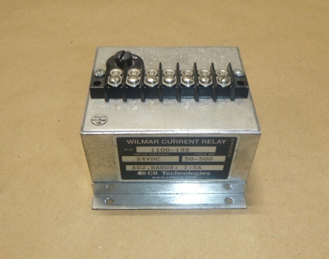 Wilmar Over Currant Relay 1100-19X, 24 Volt DC, 50-500 Hz, 1-5 Amp Adjustable