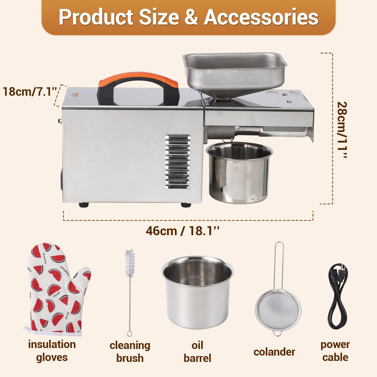900W Commercial Automatic Oil Press Machine Stainless Steel Oil Extractor Food