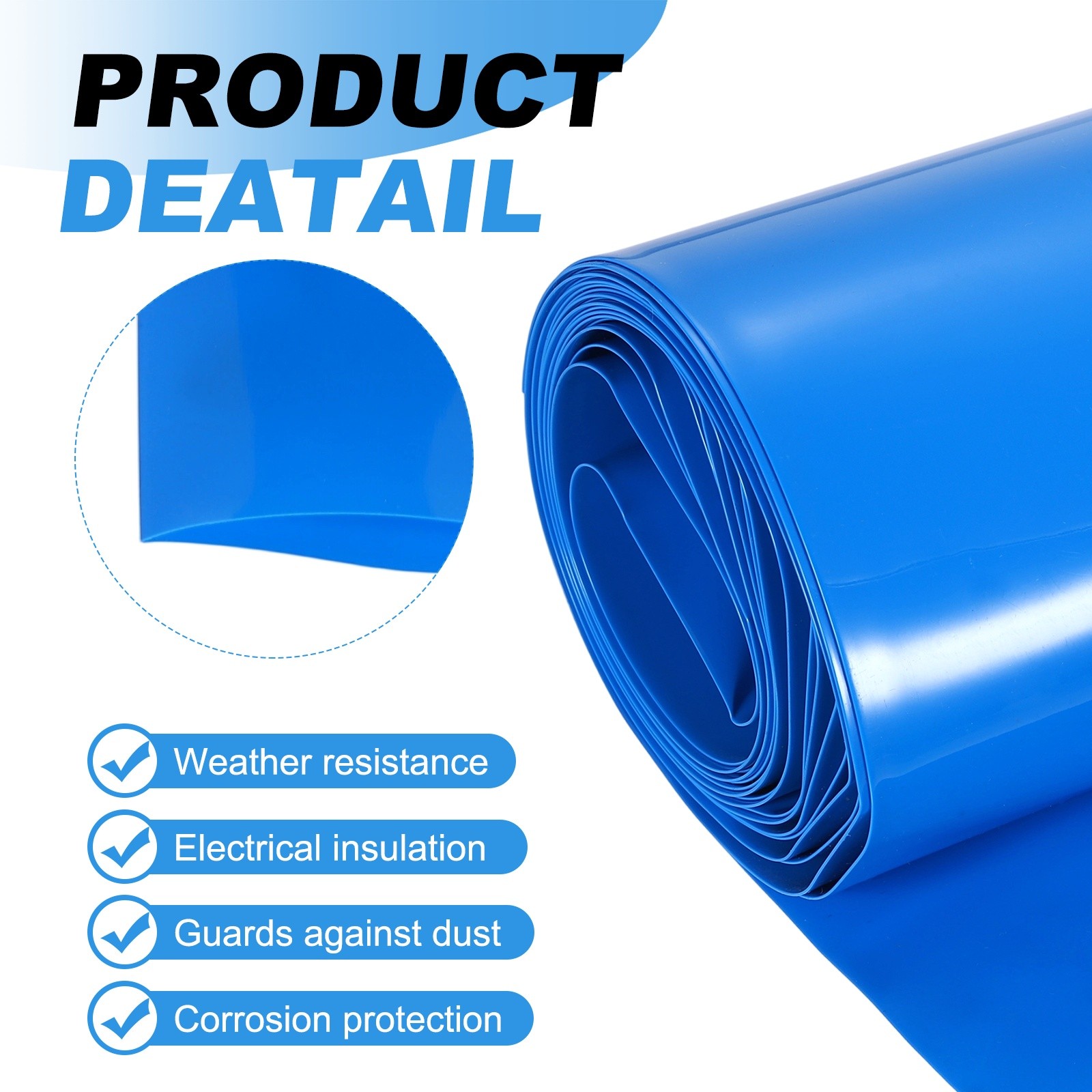 PVC Heat Shrink Wrap Tube 150mm/5.9″ Flat Width 9.9ft Length Battery Wrap Blue