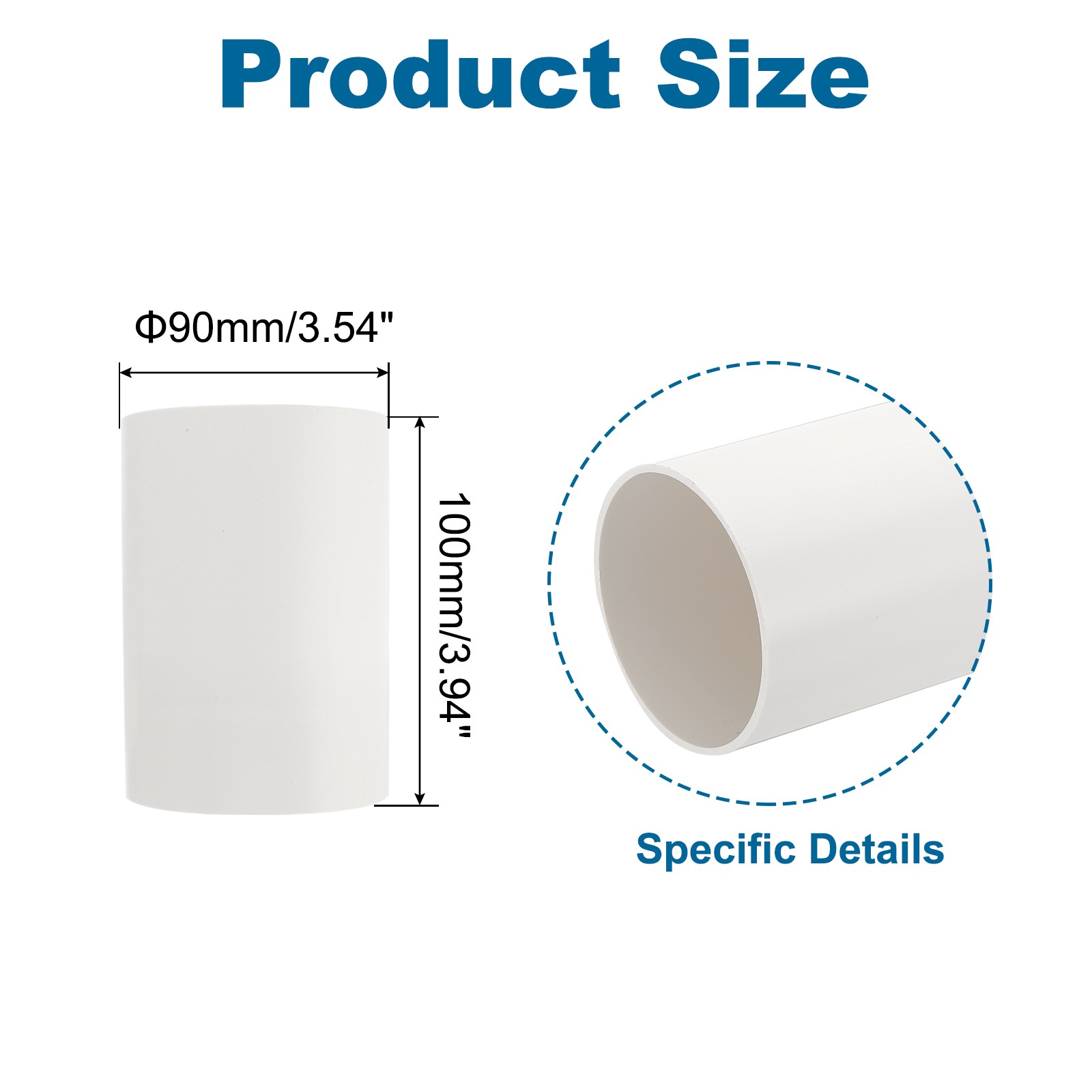 90mm/3.5″ Round Ventilation Duct 4″ Long Rigid Ducting Pipe Connector