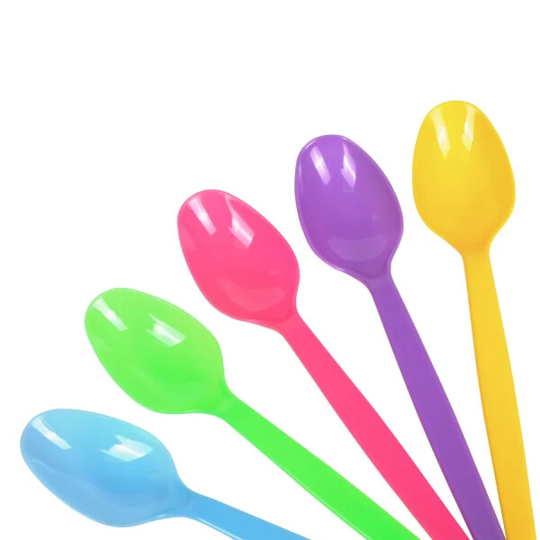Karat PS Plastic Heavy Weight Tea Spoons – Rainbow – 1,000 ct, U2100 (Rainbow)